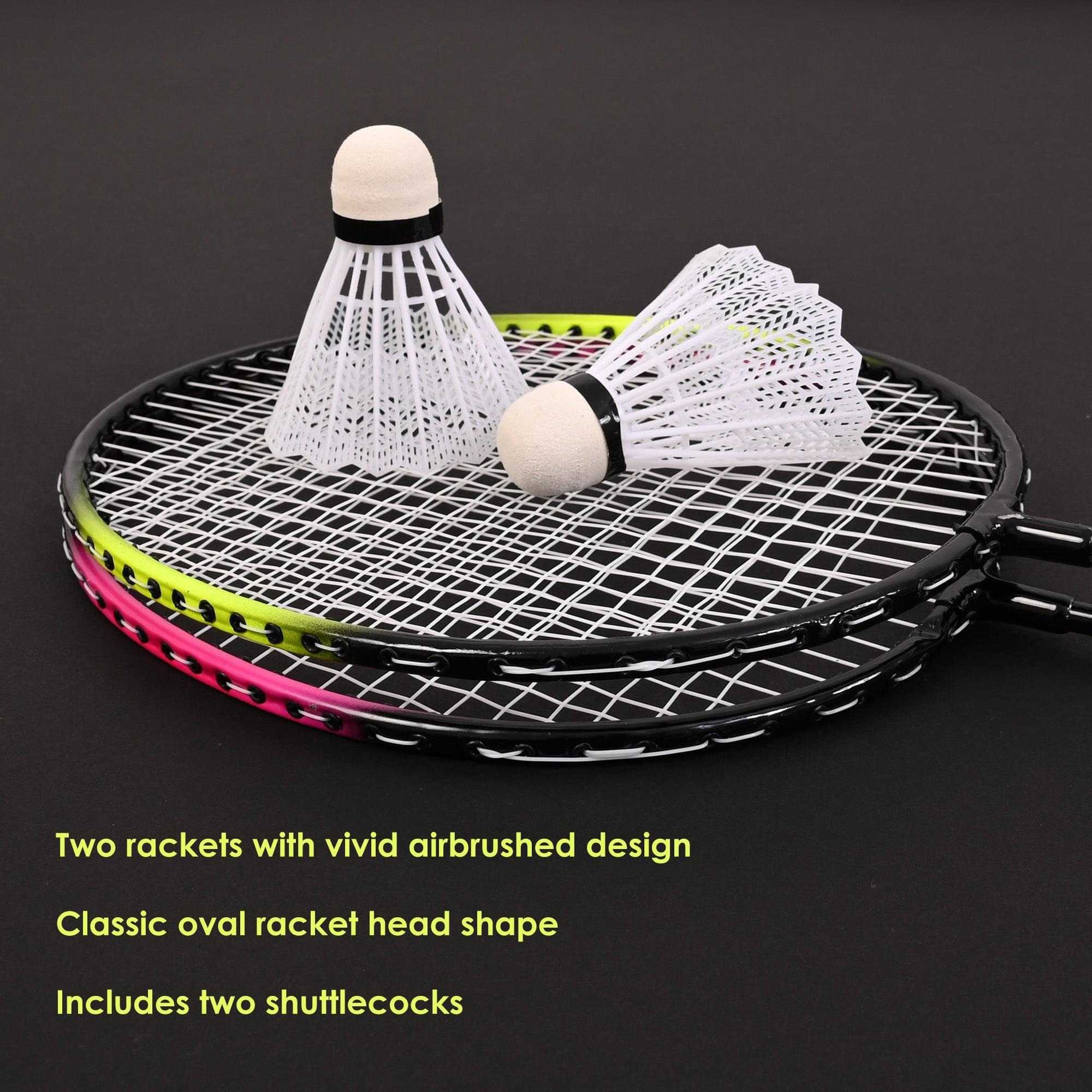 M.Y Family Badminton Set with Net 4 Player Badminton Rackets | Outdoor Games