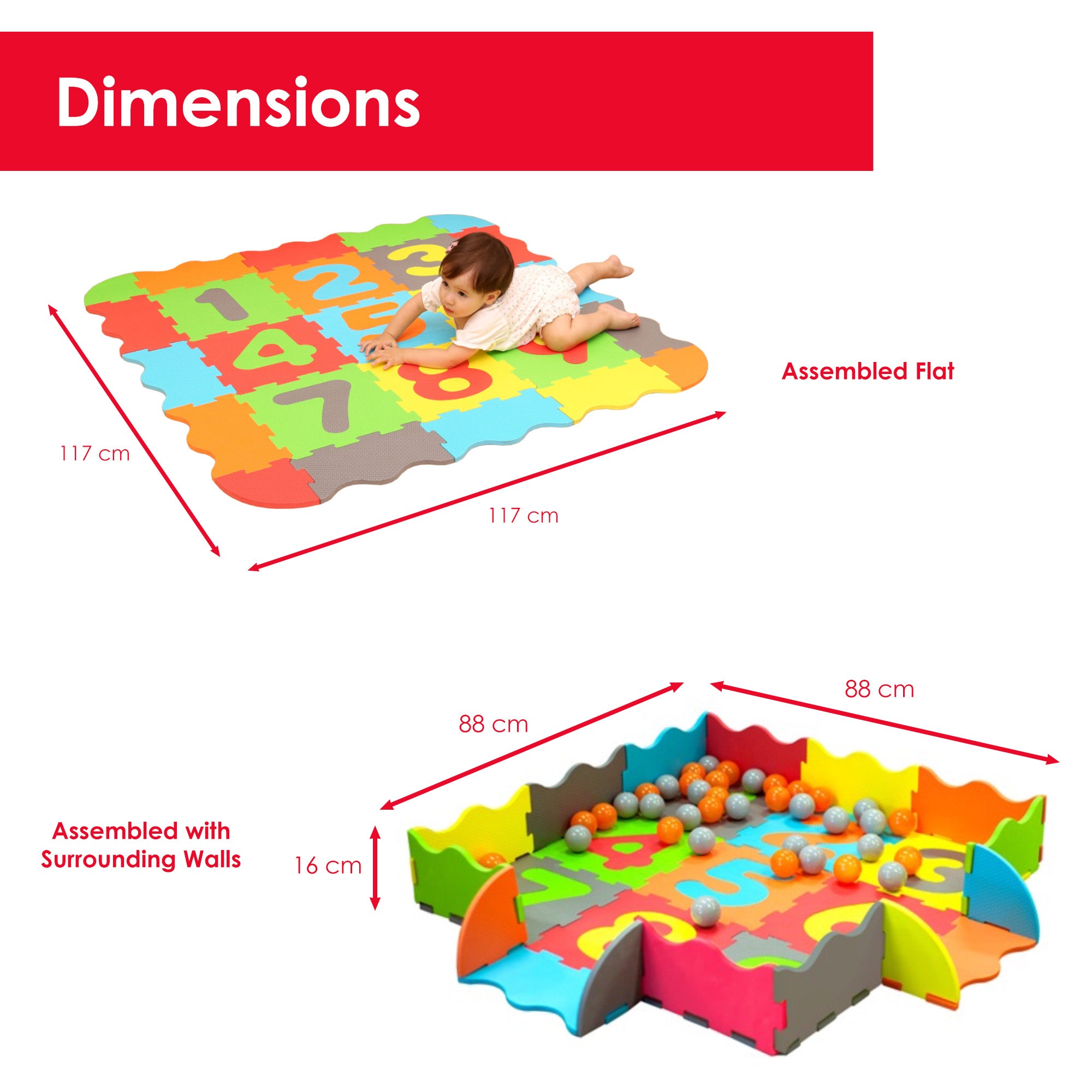 M.Y Interlocking Foam Play Mats - Thick Multi Colour Soft EVA Baby Floor Tile Puzzle Mat