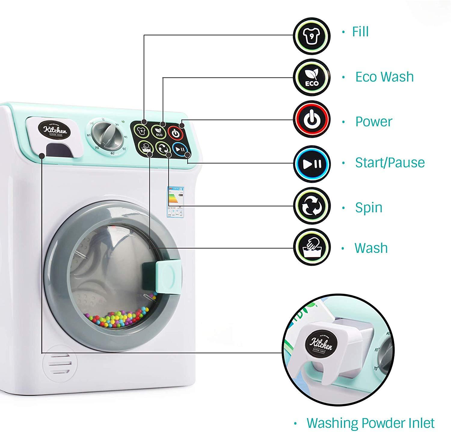 KandyToys My First Washing Machine Kids Kitchen with Lights and Sounds | Kids Kitchen Accessories | Kids Toys | Kitchen & Food Toys