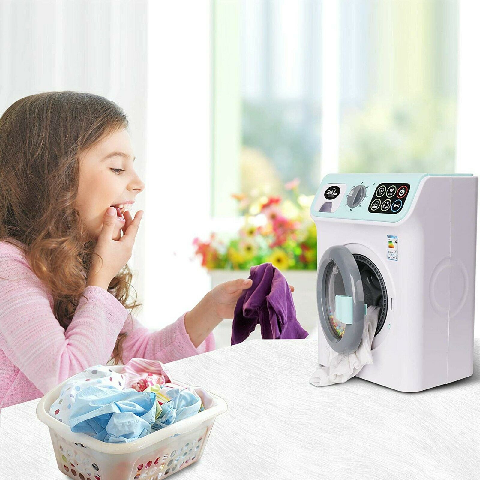KandyToys My First Washing Machine Kids Kitchen with Lights and Sounds | Kids Kitchen Accessories | Kids Toys | Kitchen & Food Toys