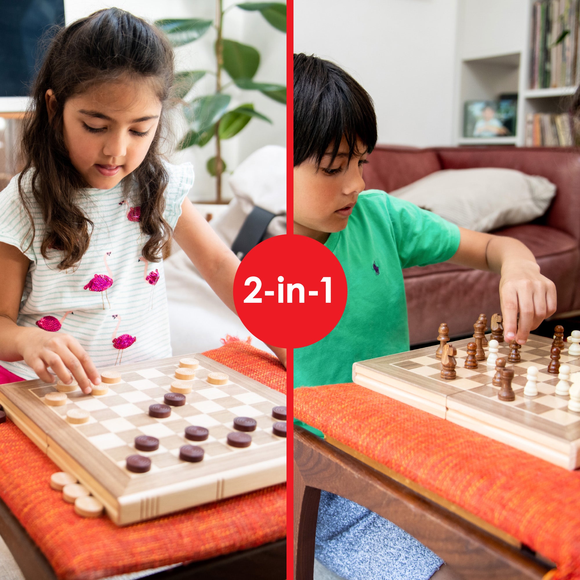 M.Y Premium 12" Wooden Chess Set | Two In One | Traditional Chess Board Game with Draughts for Adults & Kids