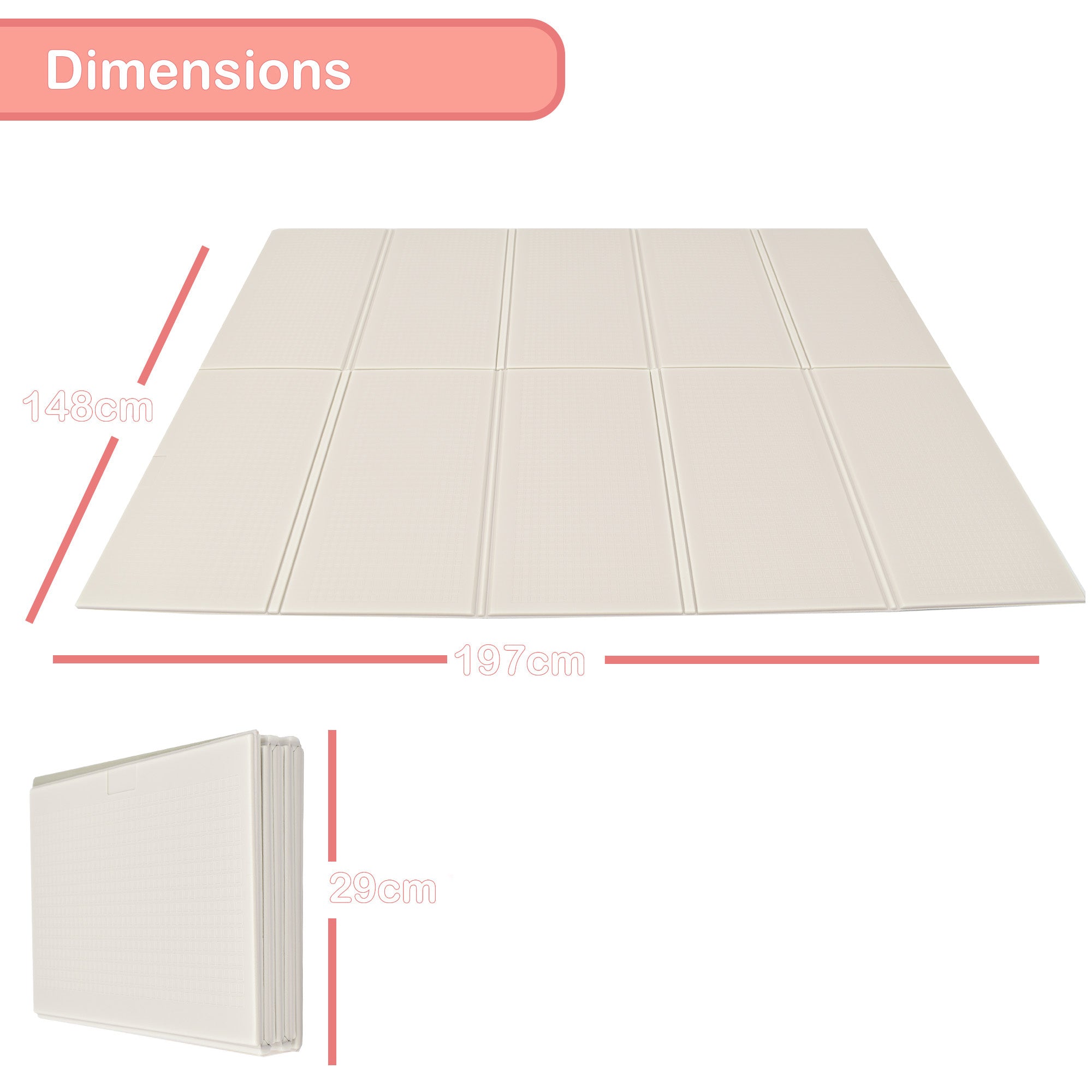 KandyToys 1.98m x 1.48m Grey Foldable Baby Play Mat | Thick Padded XPE Baby Crawl Mat | Waterproof | Safe