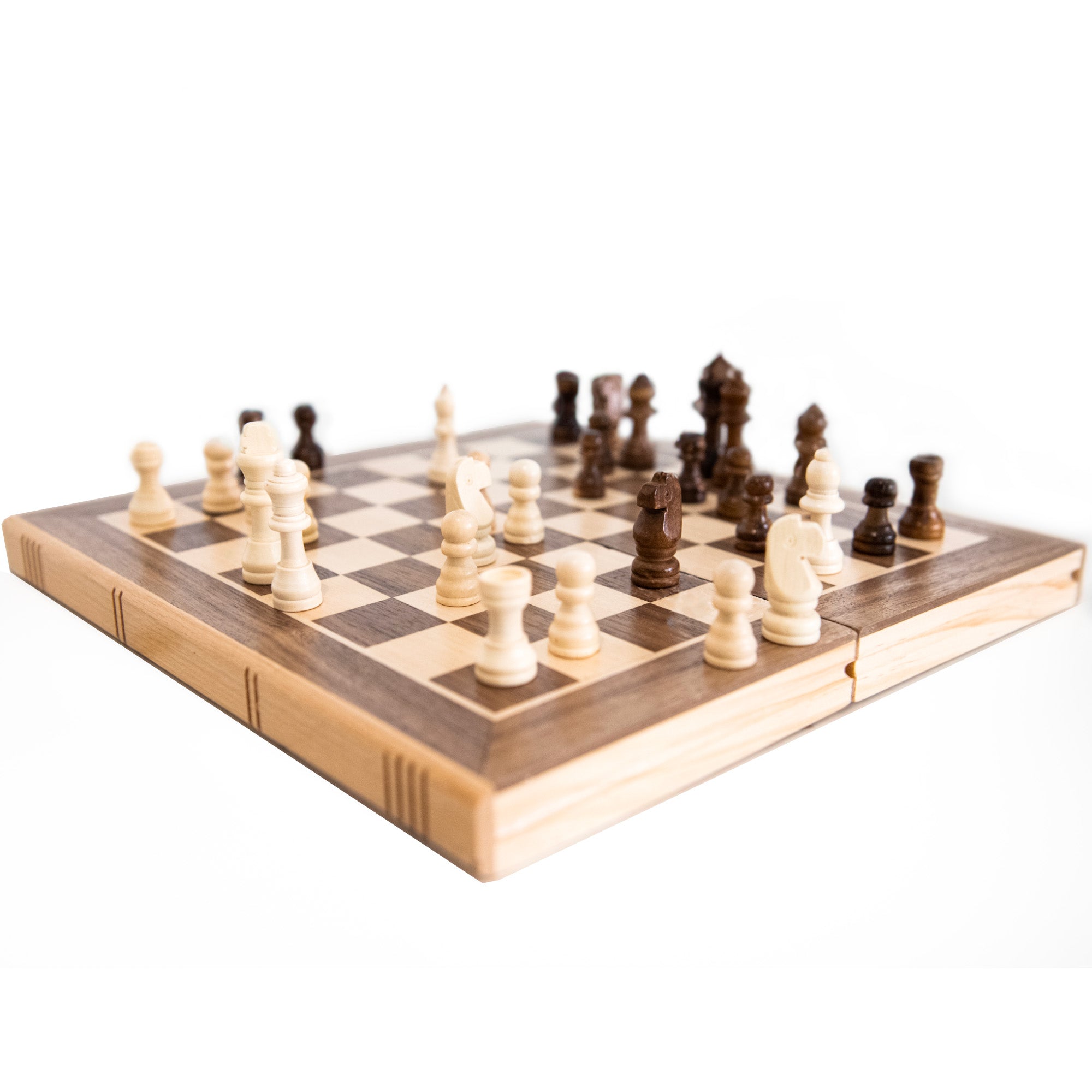 M.Y Premium 12" Wooden Chess Set | Two In One | Traditional Chess Board Game with Draughts for Adults & Kids