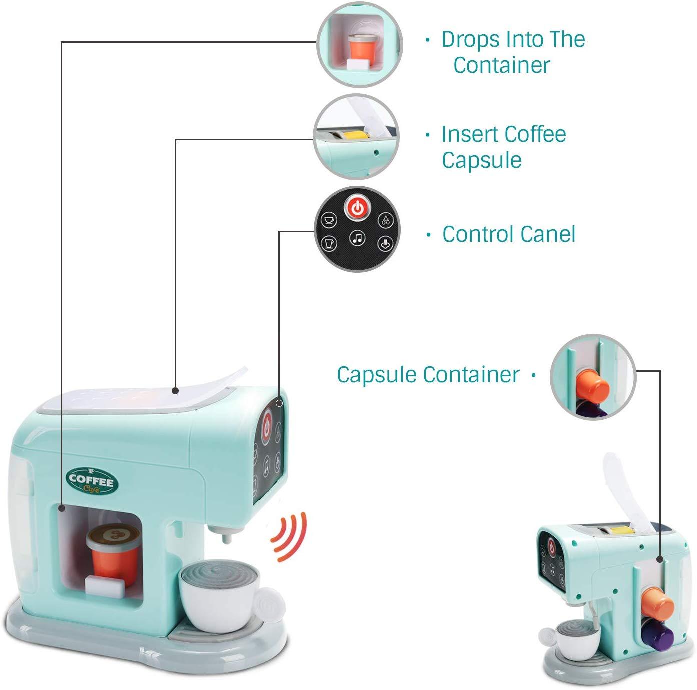 KandyToys My First Kids Coffee Machine Kitchen Toy with Lights and Sounds | Kids Kitchen Accessories | Kids Toys