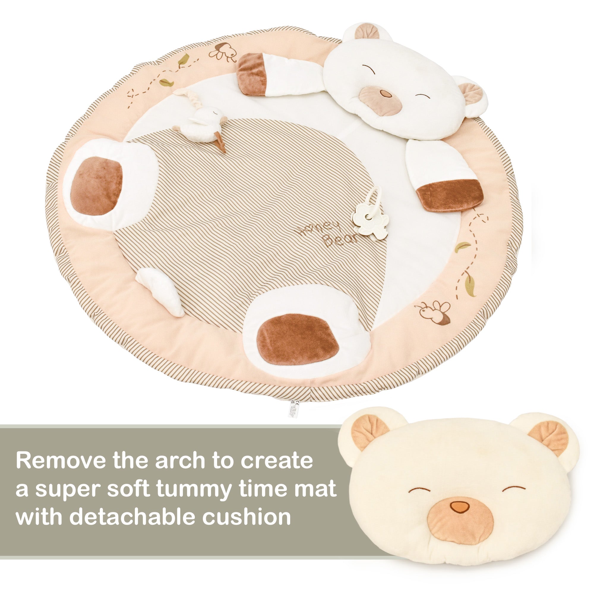 Play Project by KandyToys Baby Play Gym Activity Playmat For Newborns, Babies and Toddlers | Friendly Bear Design | Quick Assembly | Includes Teether, Rattle, Mirror and More!