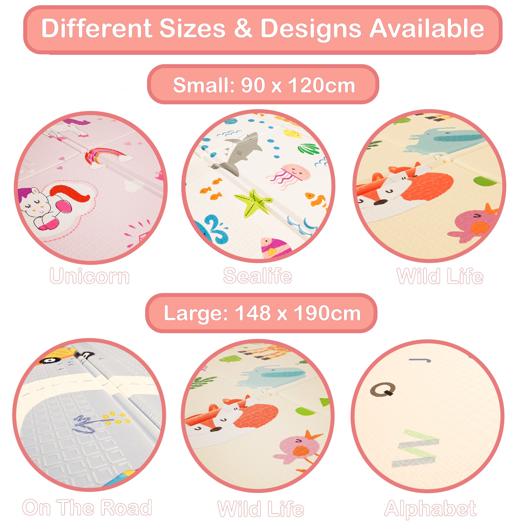 KandyToys Wild Life Foldable Baby Play Mat | Thick Padded XPE Baby Crawl Mat | Waterproof | Safe