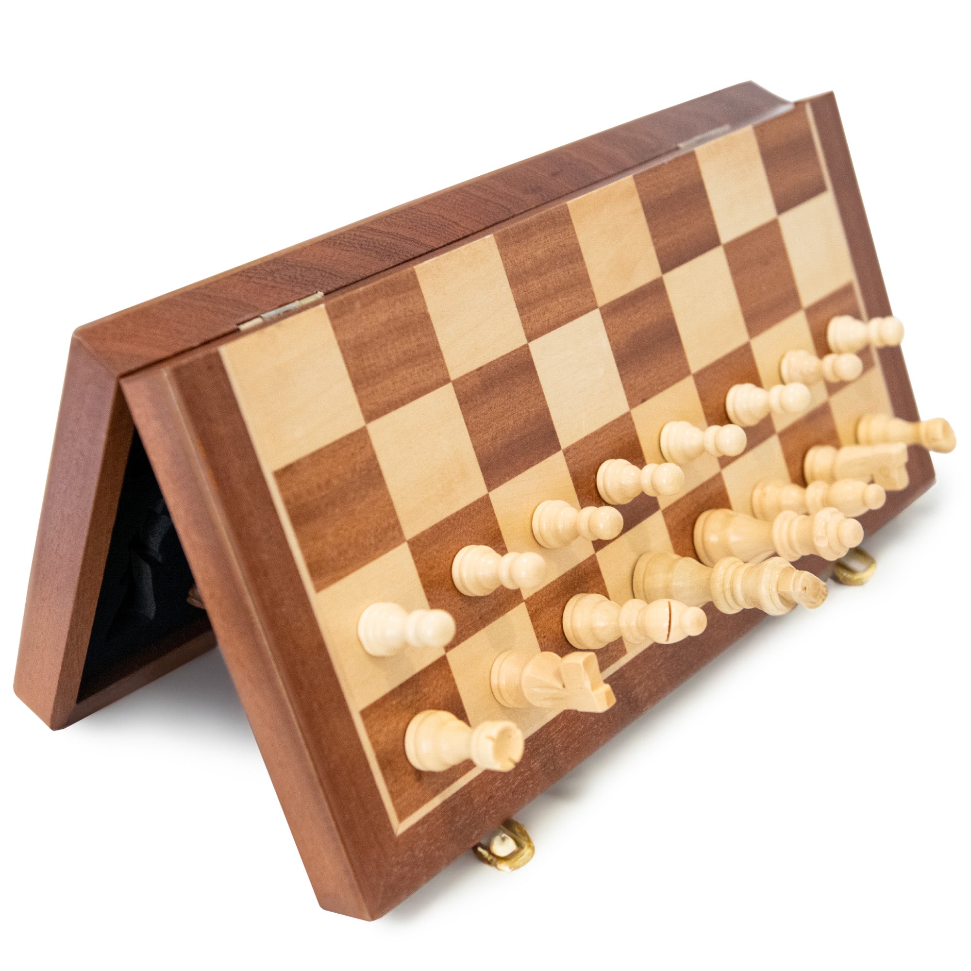 M.Y Premium 15" Wooden Magnetic Chess Set | Traditional Chess Board Game with Draughts for Kids & Adults