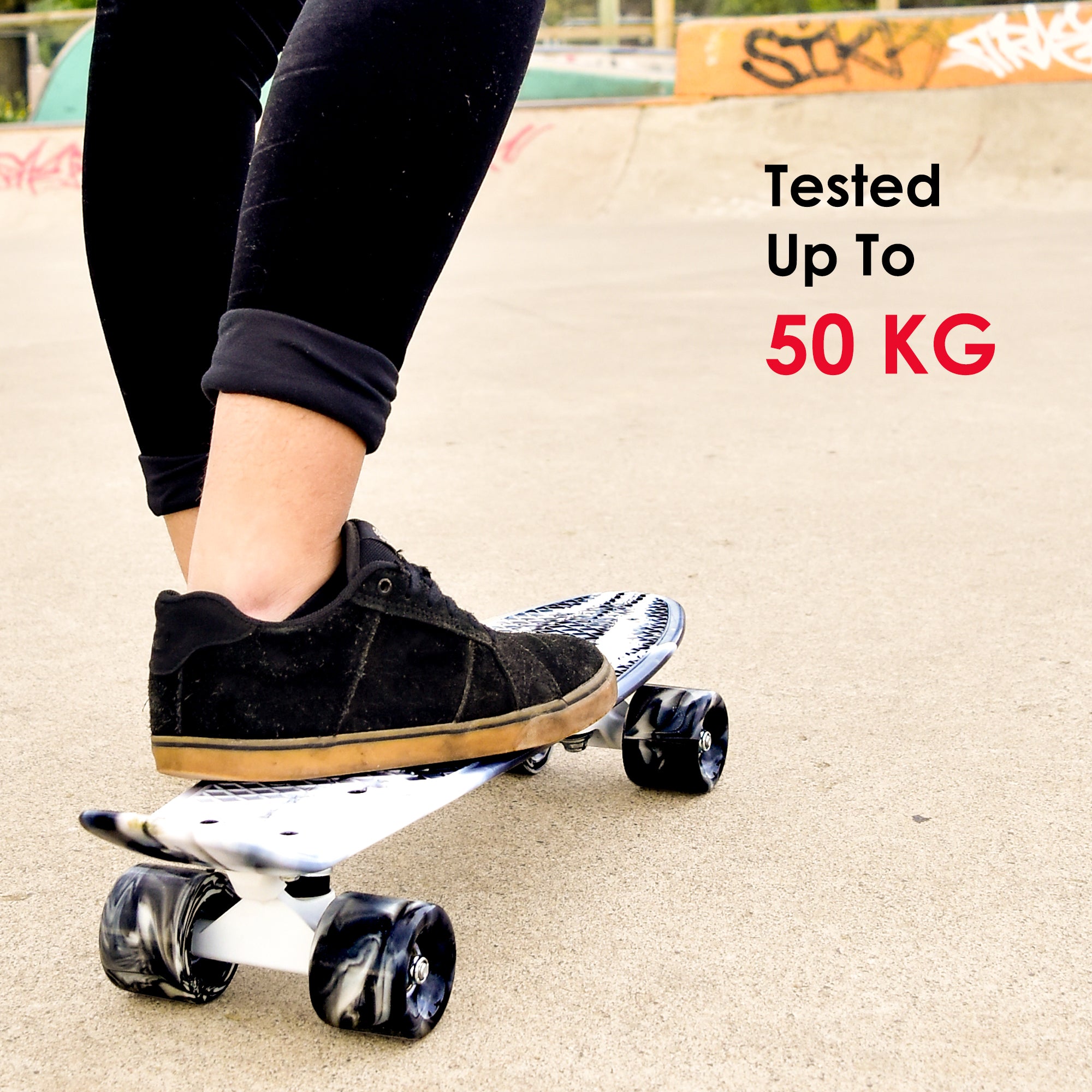 M.Y X-Skate Complete 22" Plastic Retro Beginner Skateboard with Marble Print for Kids Teenagers & Adults Waffle-Style Deck ABEC 7 Bearings for tricks and cruising