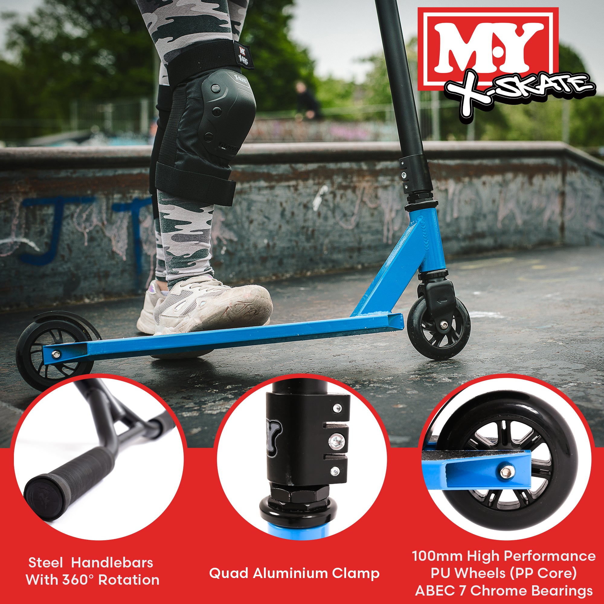 M.Y X-Skate Stunt Scooter - Trick Kick Scooter With ABEC 7 Chrome Bearings