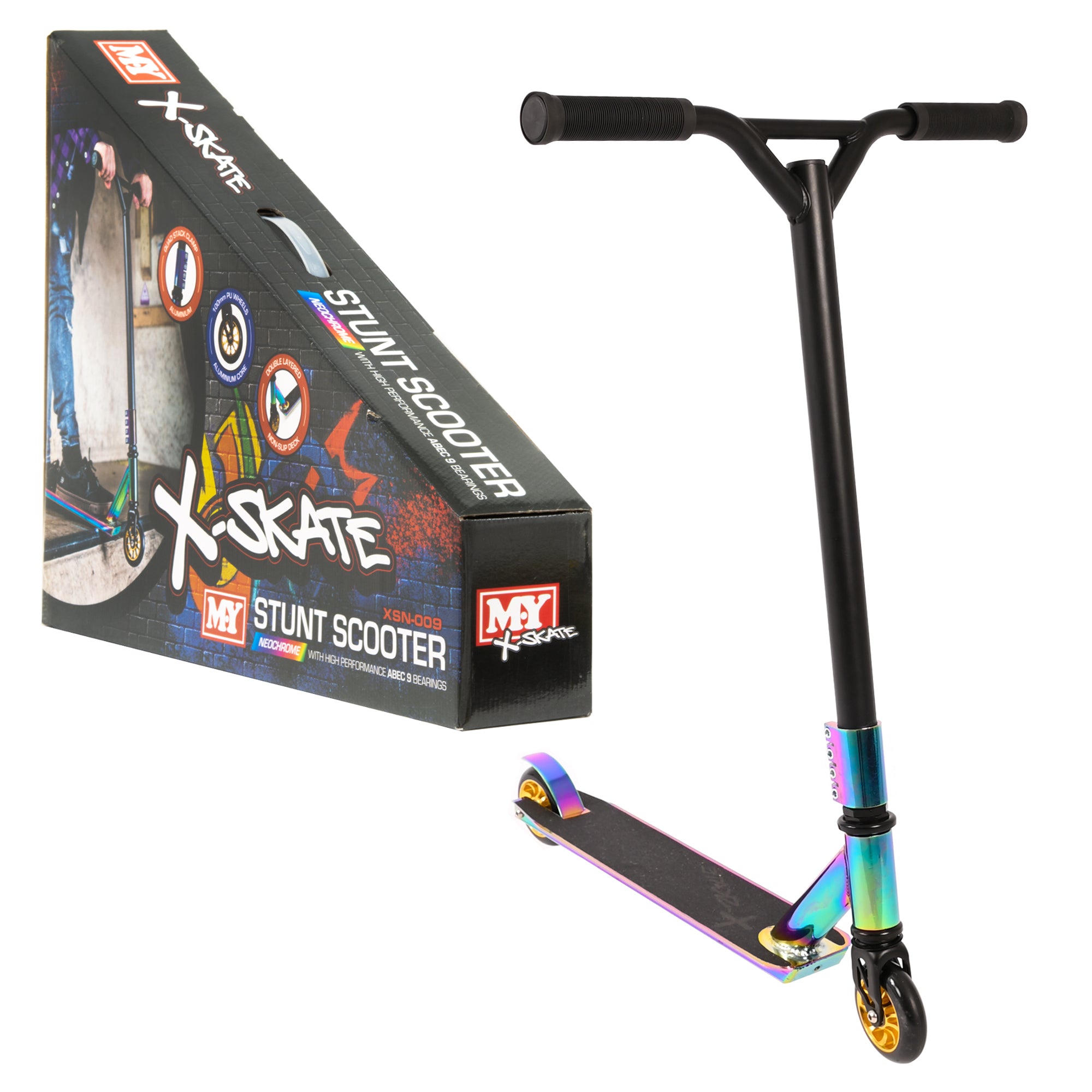 M.Y X-Skate XSN-009 Stunt Scooter - Trick Kick Scooter With ABEC 9 Chrome Bearings & 100mm Aluminium