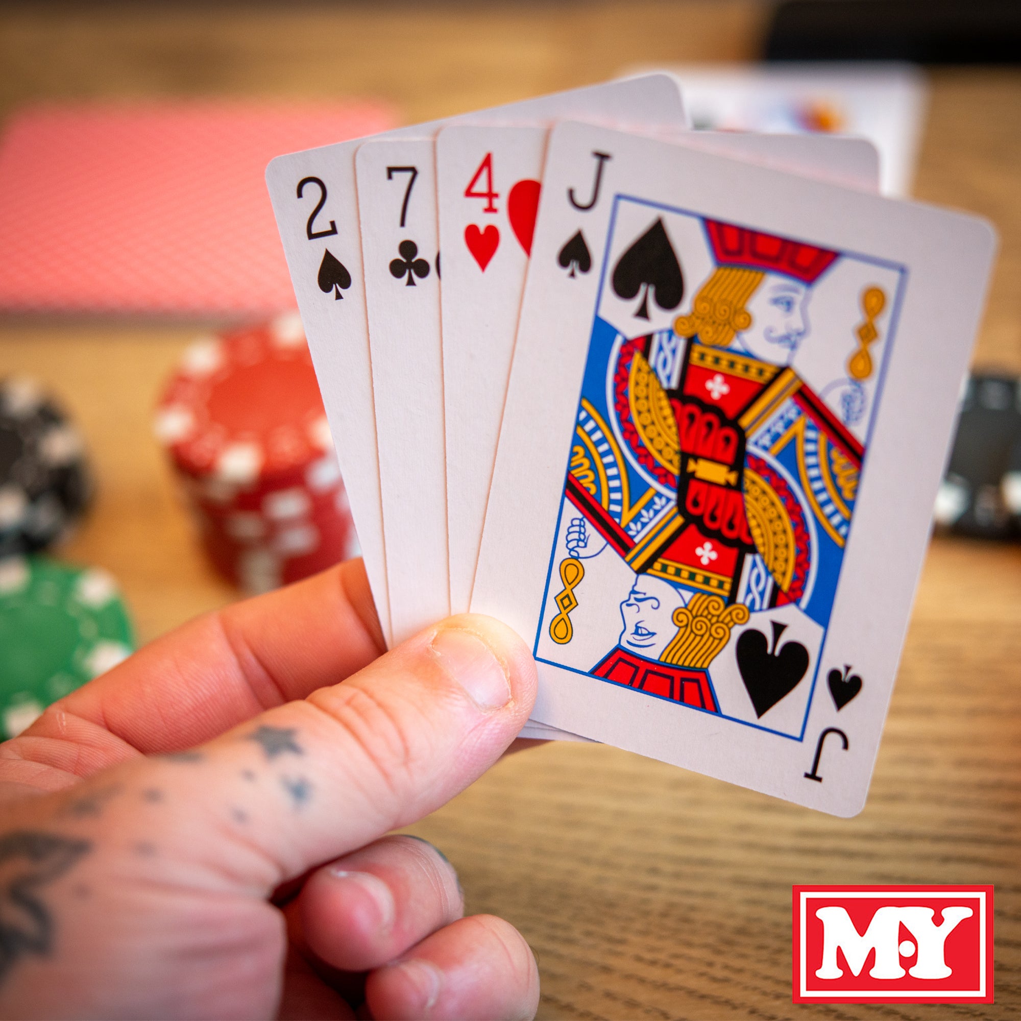 M.Y Texas Hold'em Poker Set -  300 Piece Set in Aluminium Case with 11.5g Heavyweight Poker Chips 2 Decks of  Playing Cards Dealer Big Blind and Small Blind Buttons and 5 Dice