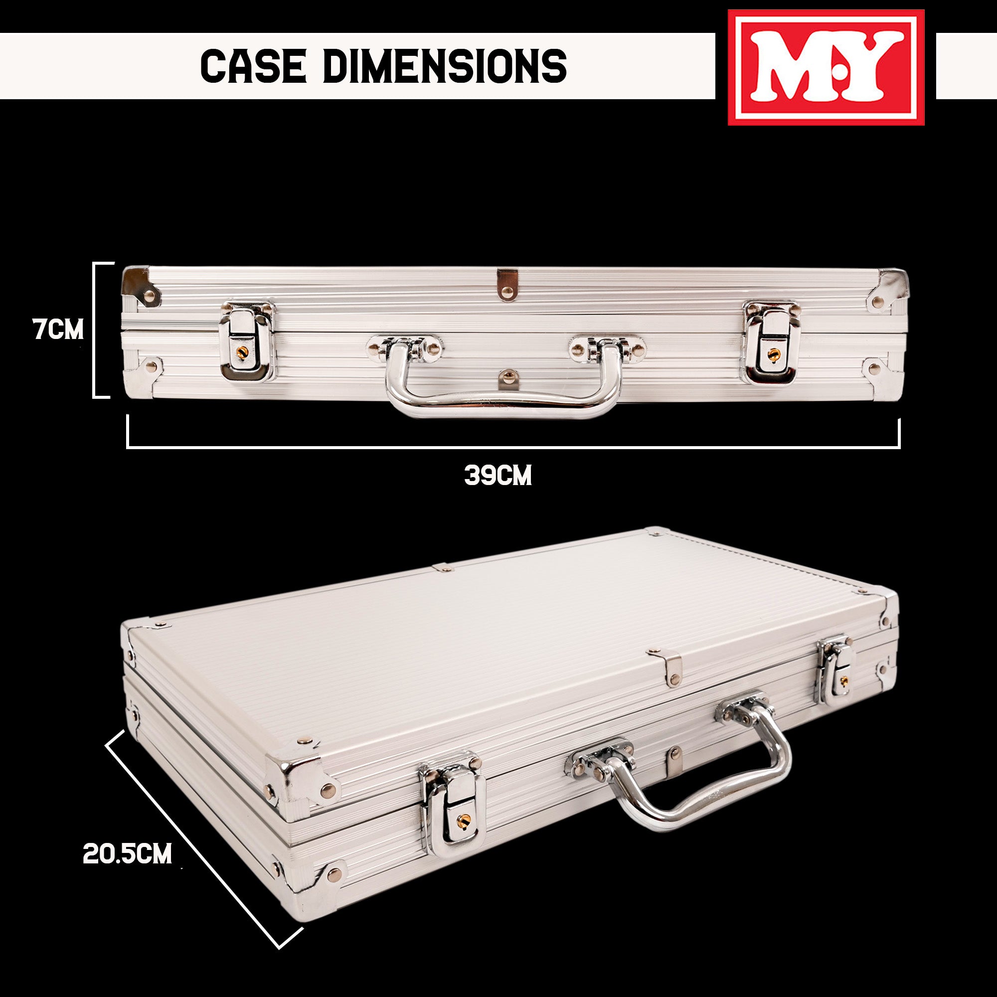 M.Y Texas Hold'em Poker Set -  300 Piece Set in Aluminium Case with 11.5g Heavyweight Poker Chips 2 Decks of  Playing Cards Dealer Big Blind and Small Blind Buttons and 5 Dice