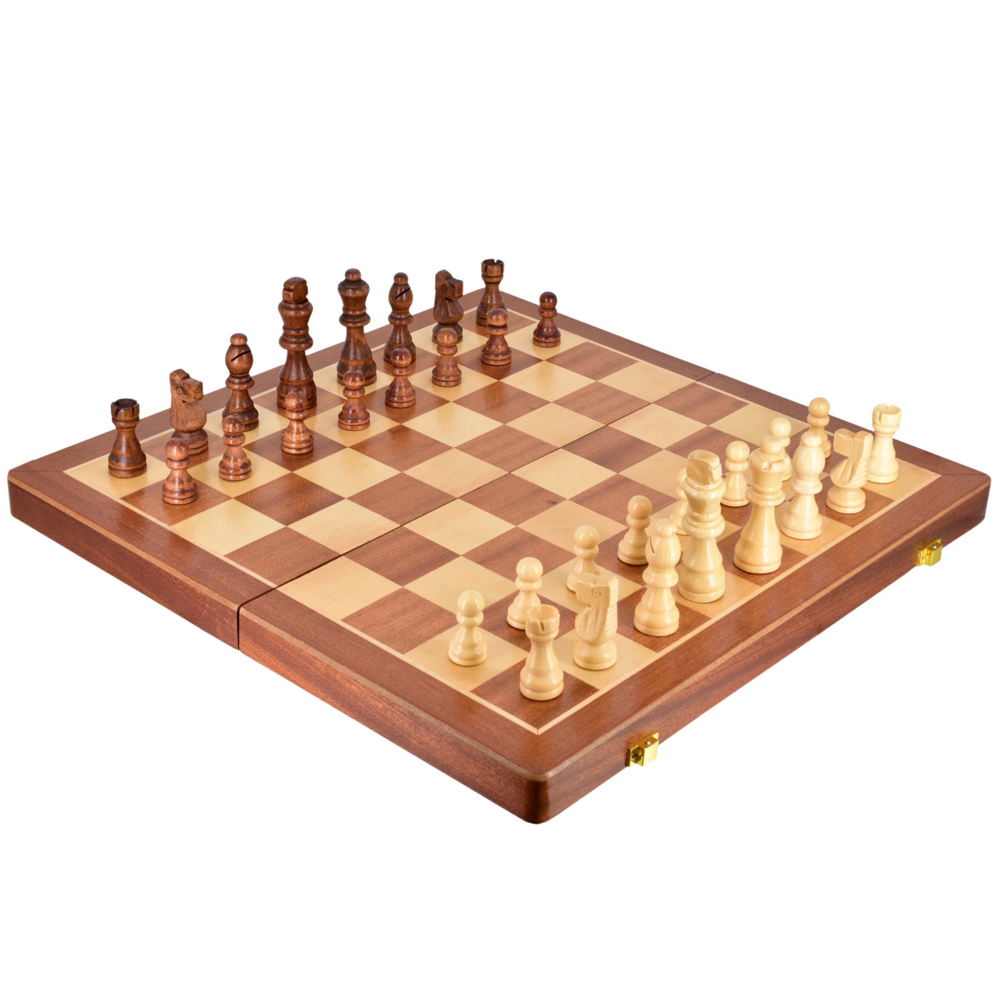 M.Y Premium 15" Wooden Magnetic Chess Set | Traditional Chess Board Game with Draughts for Kids & Adults