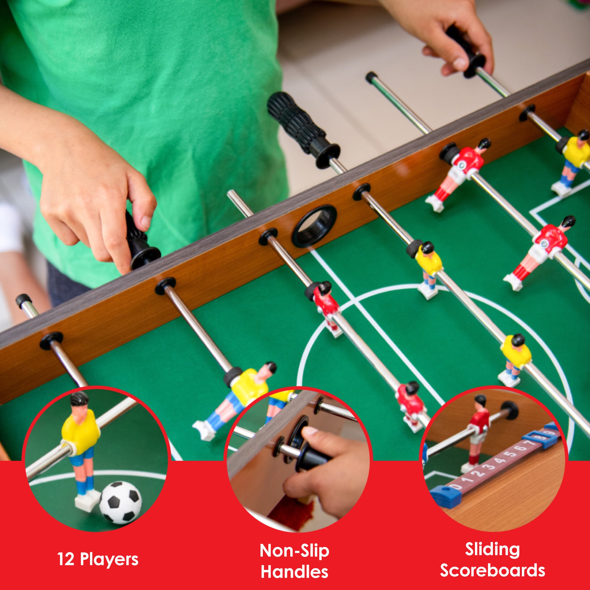 M.Y 27" Deluxe Table Top Football Game | 69cm x 37cm | Nine-A-Side Foosball Table Game For Kids and Adults | Football Gift