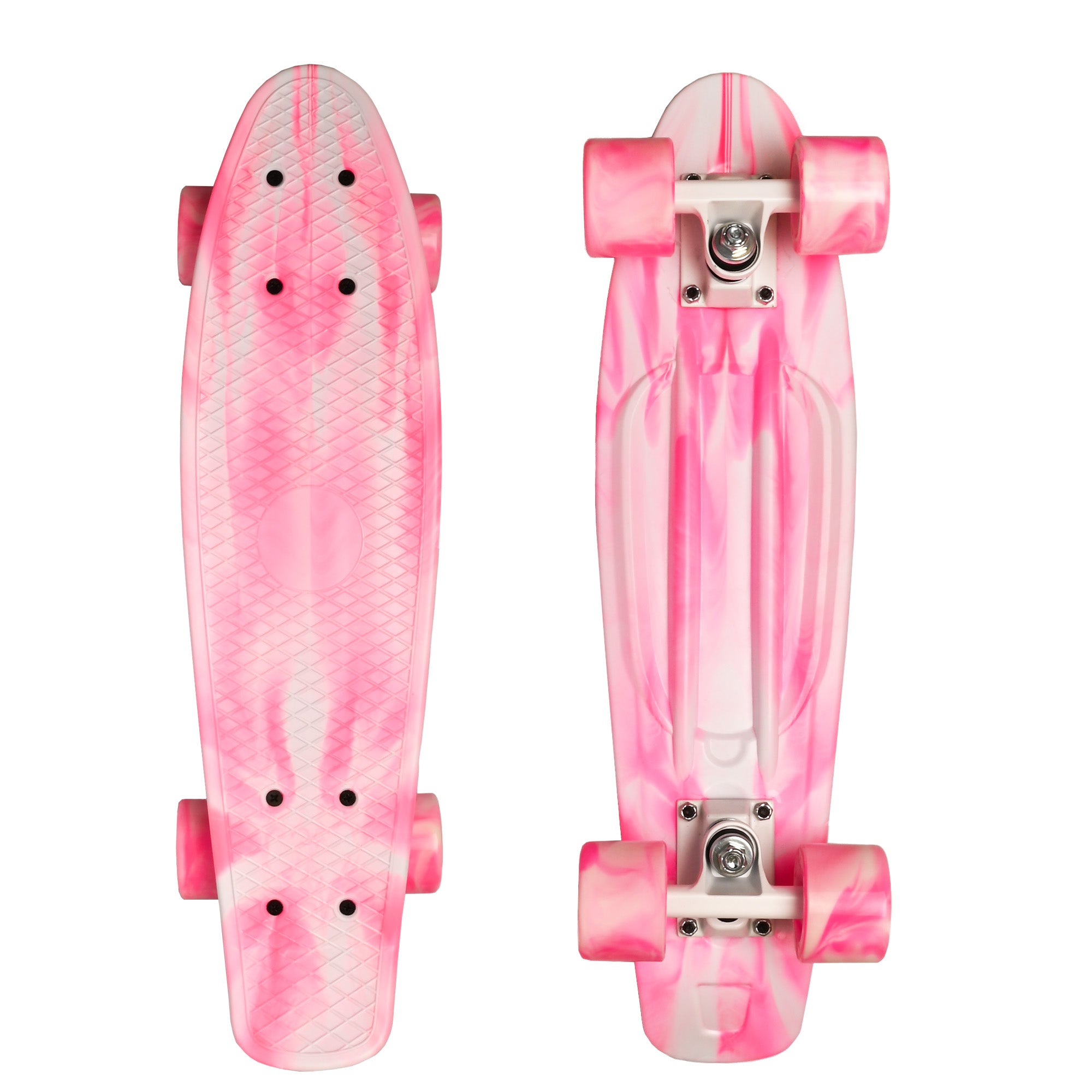 M.Y X-Skate Complete 22" Plastic Retro Beginner Skateboard with Marble Print for Kids Teenagers & Adults Waffle-Style Deck ABEC 7 Bearings for tricks and cruising