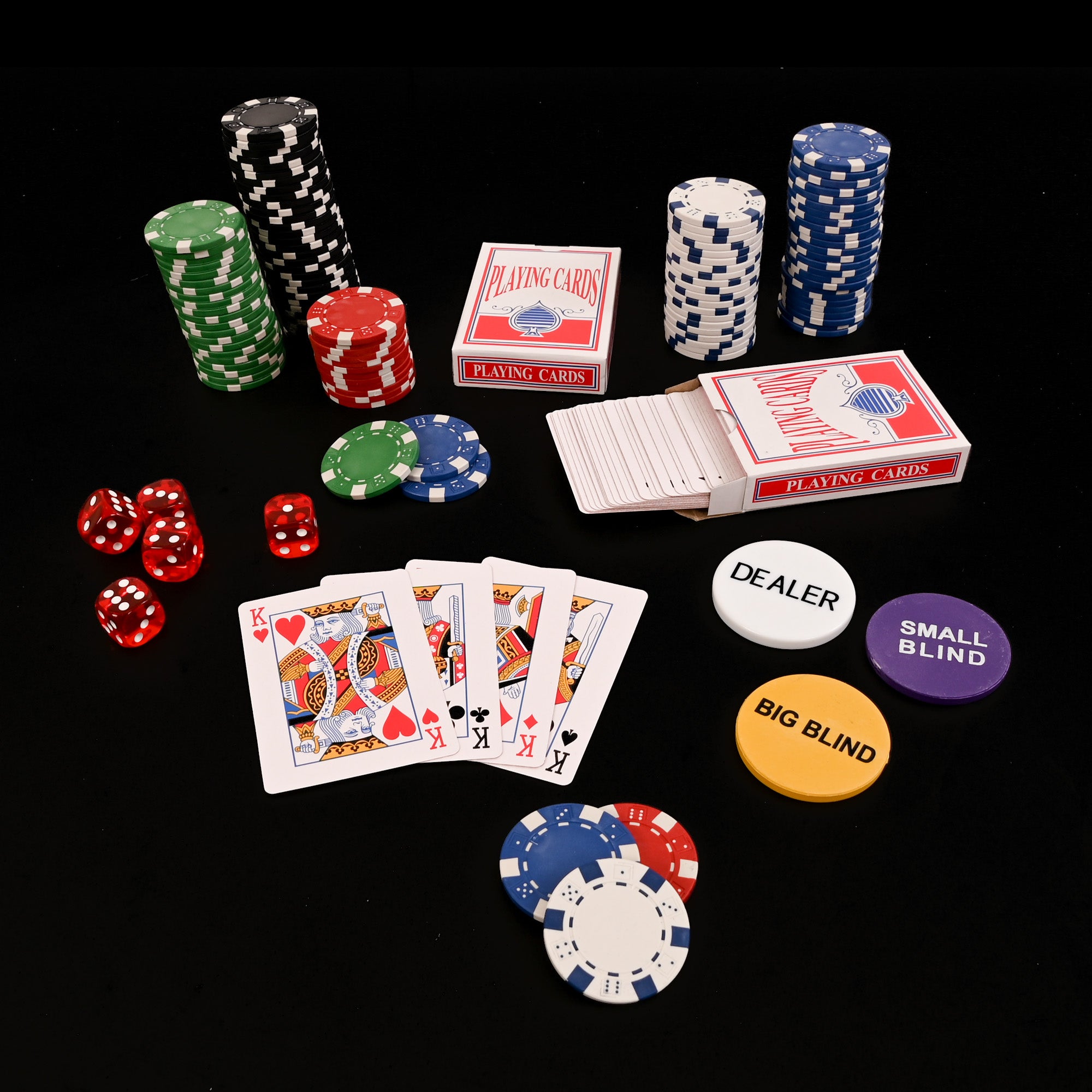 M.Y Texas Hold'em Poker Set -  300 Piece Set in Aluminium Case with 11.5g Heavyweight Poker Chips 2 Decks of  Playing Cards Dealer Big Blind and Small Blind Buttons and 5 Dice
