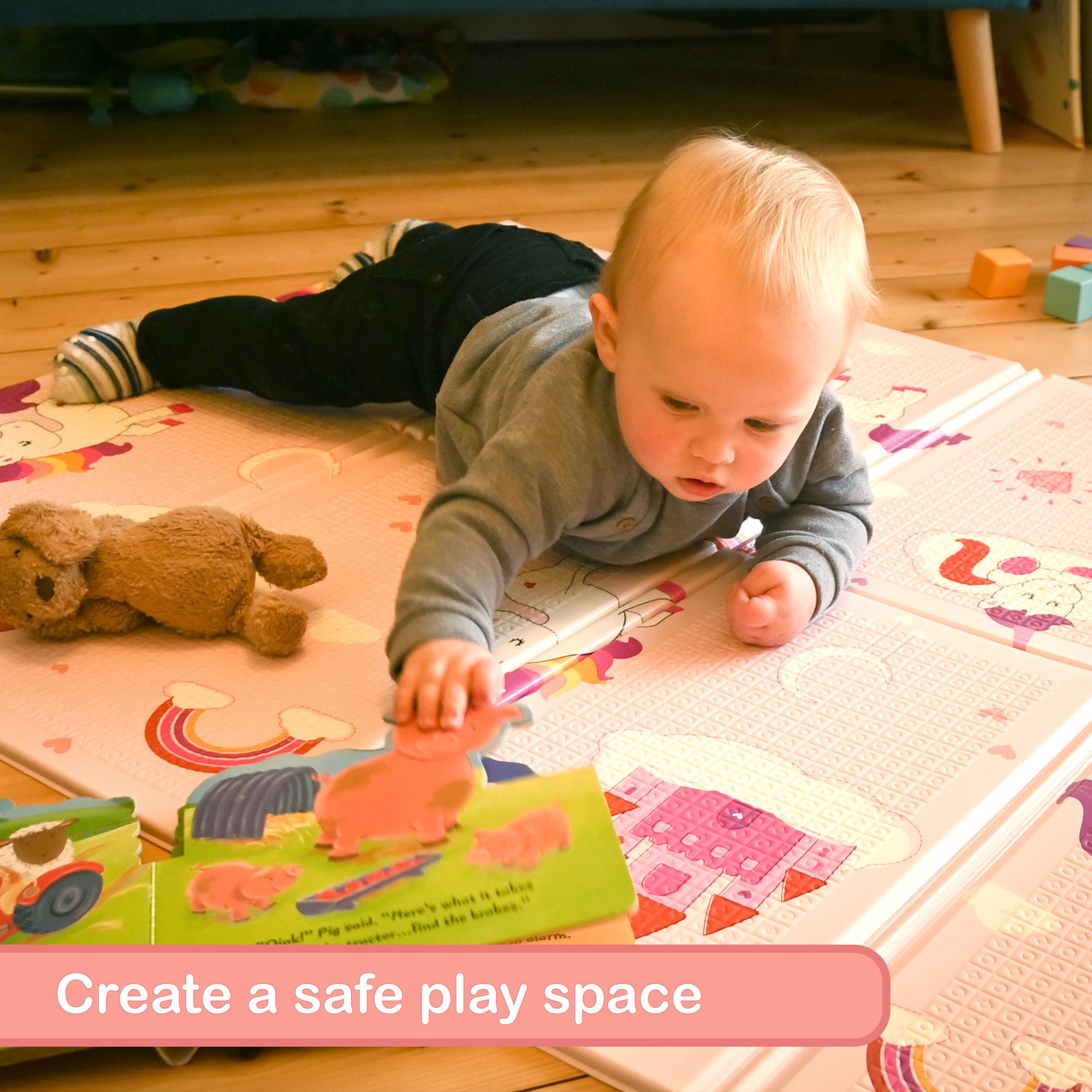 KandyToys Unicorn Foldable Baby Play Mat | Thick Padded XPE Baby Crawl Mat | Waterproof | Safe