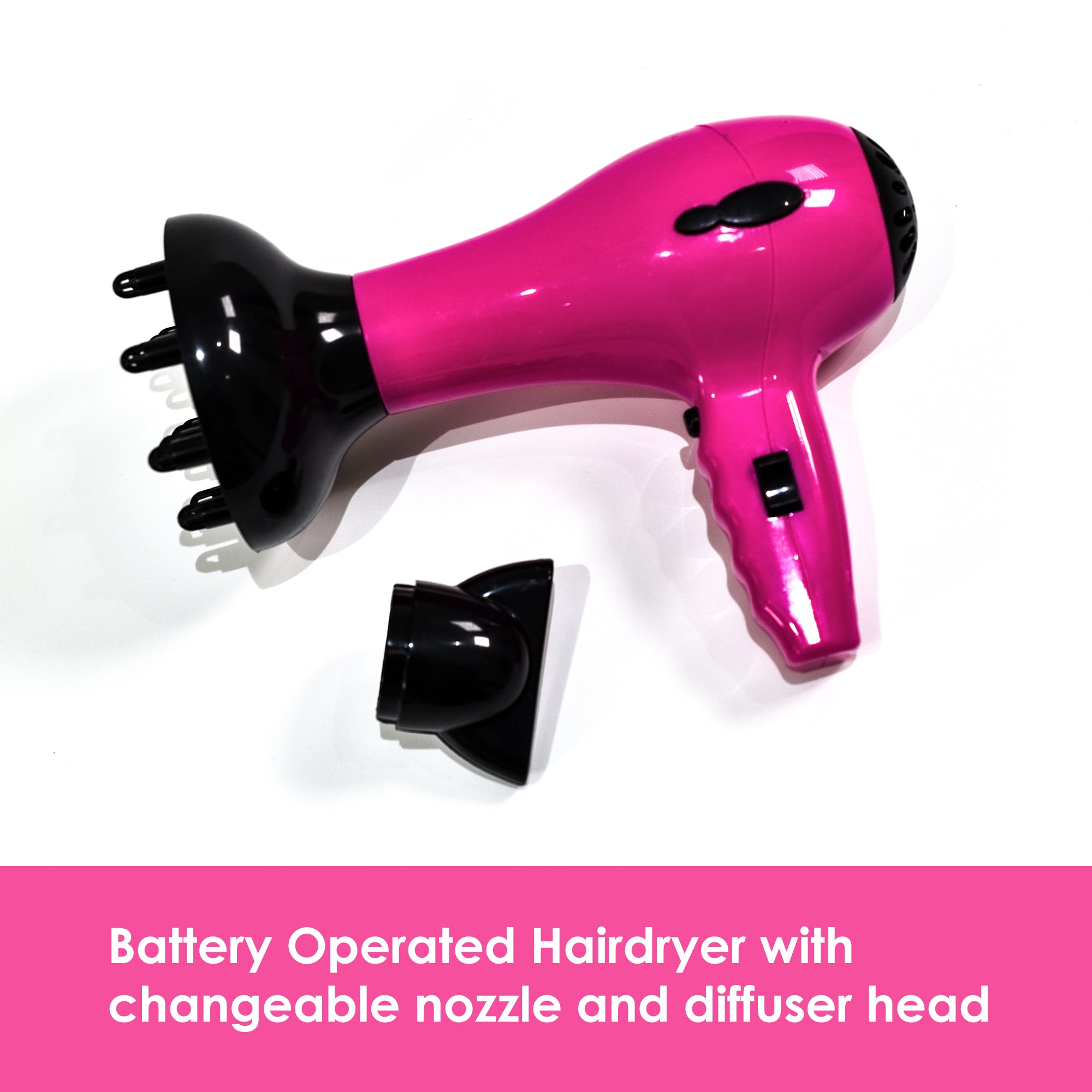 Girls Hairstyler Play Set in Carry Case | Battery Operated Hair Dryer Make Believe Play Set