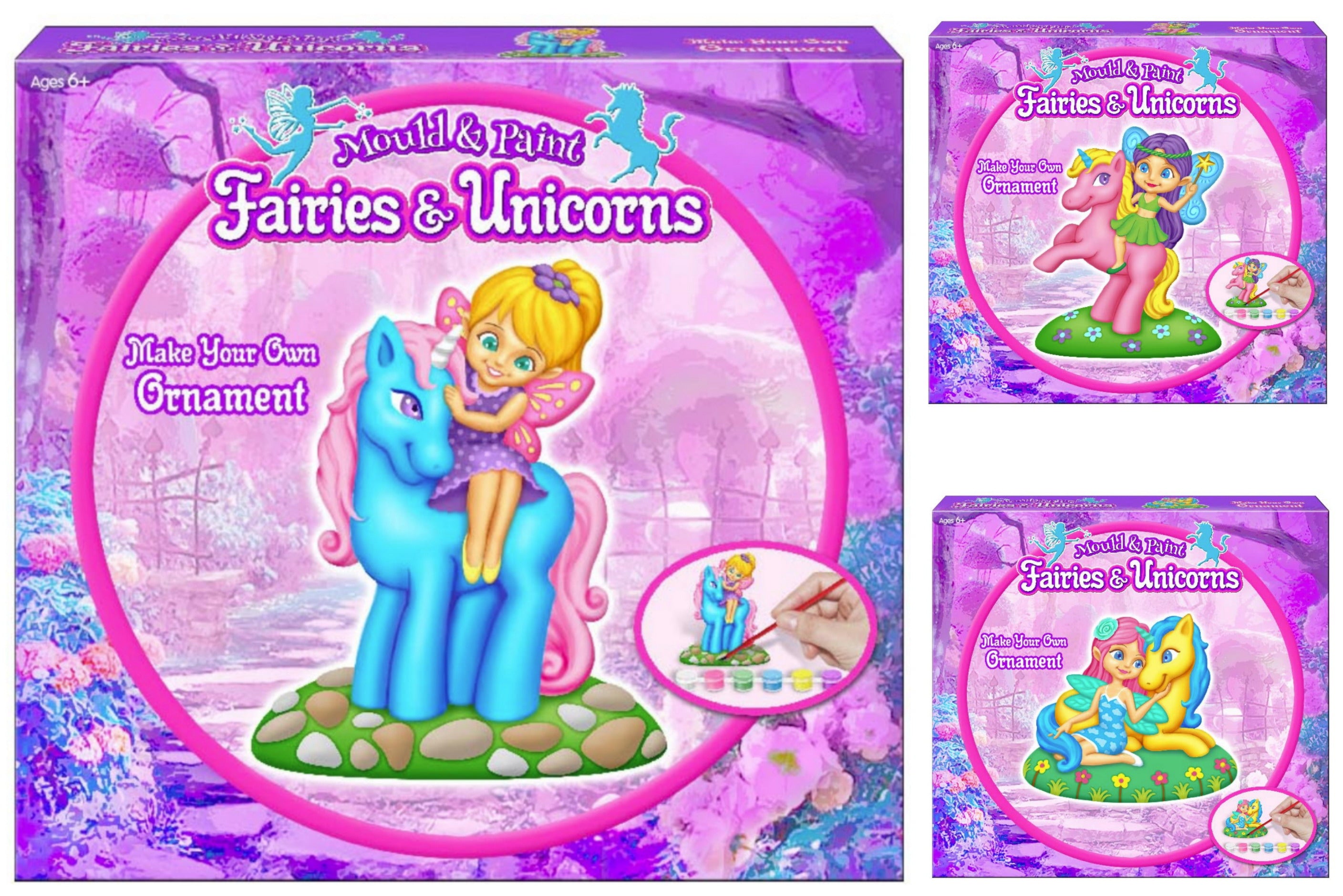 Kreative Kids Make Your Own Ornament Mould and Paint Fairies & Unicorns Kids Craft Kit | 3 Ornaments to Collect | Craft Kits For Kids