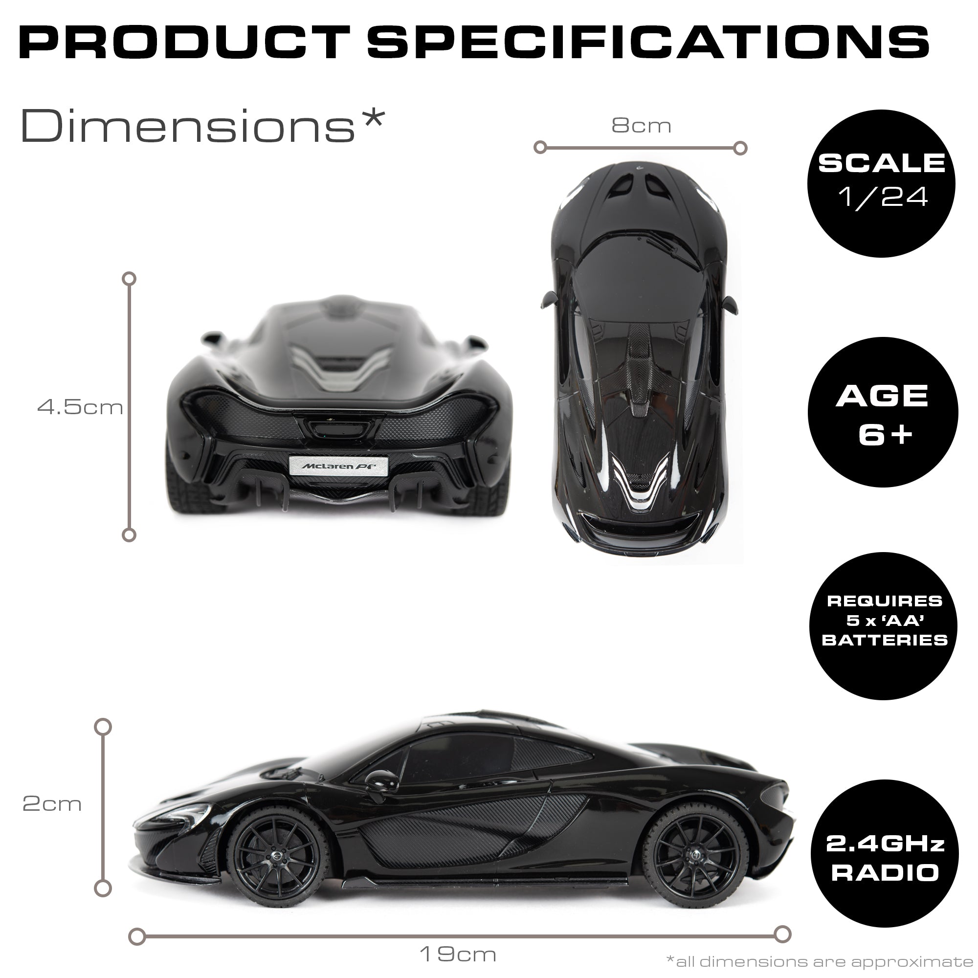 Remote Control McLaren P1 1 24sc Model 27.145MHz 1 of 3 Assorted Colours Official Licensed McLaren RC car By KandyToys