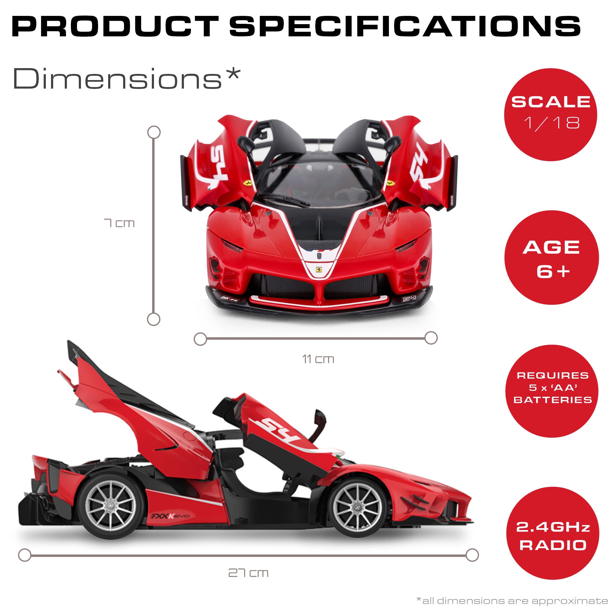 KandyToys Officially Licensed Ferrari FFXK Evo Remote Control Car Assembly Kit 1:18 Scale | 28cm x 12cm | 2.4GHz | Rc Car
