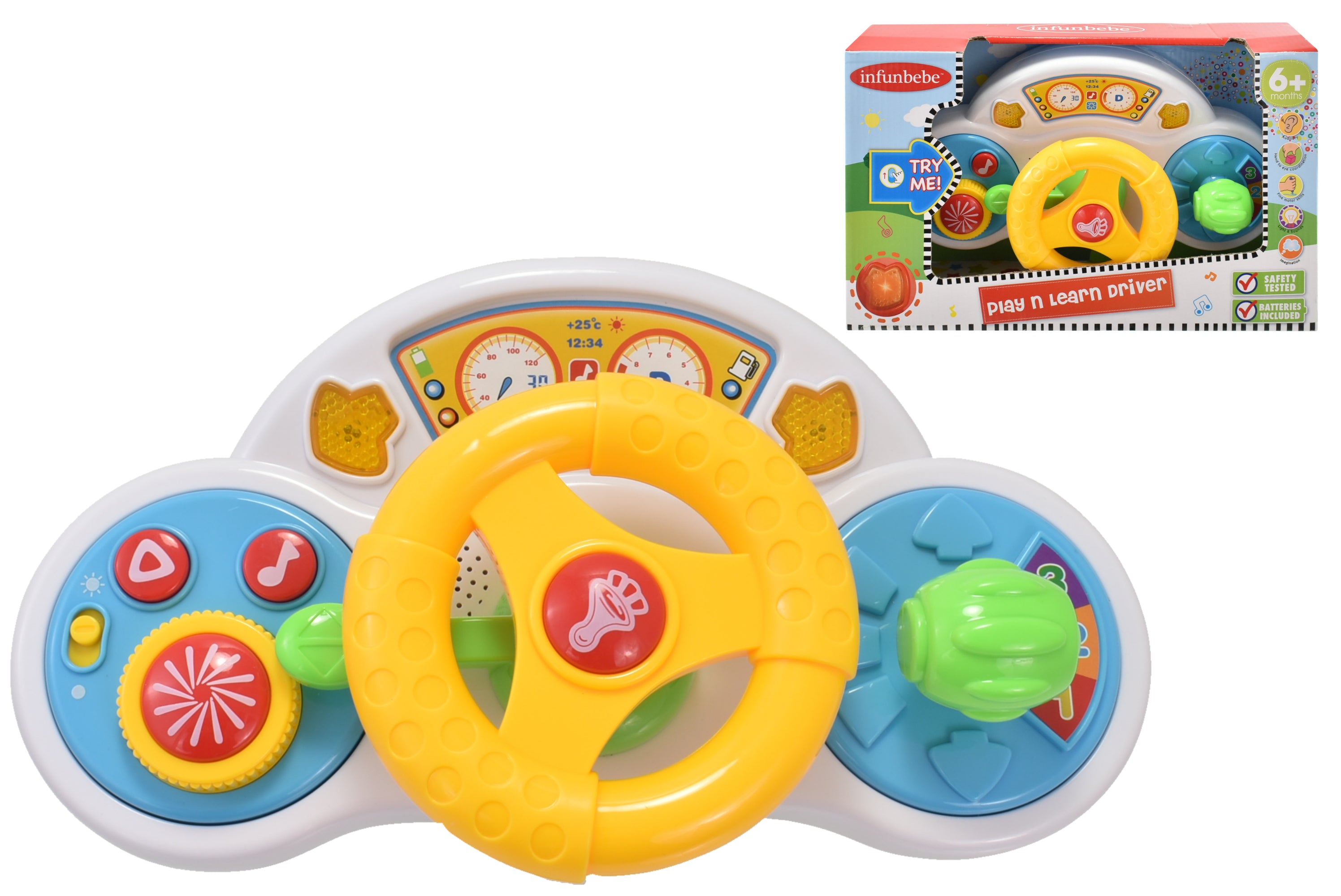 KandyToys Interactive Baby Toy Steering Wheel | Toddler Toys | Light & Sound | 6 Months +