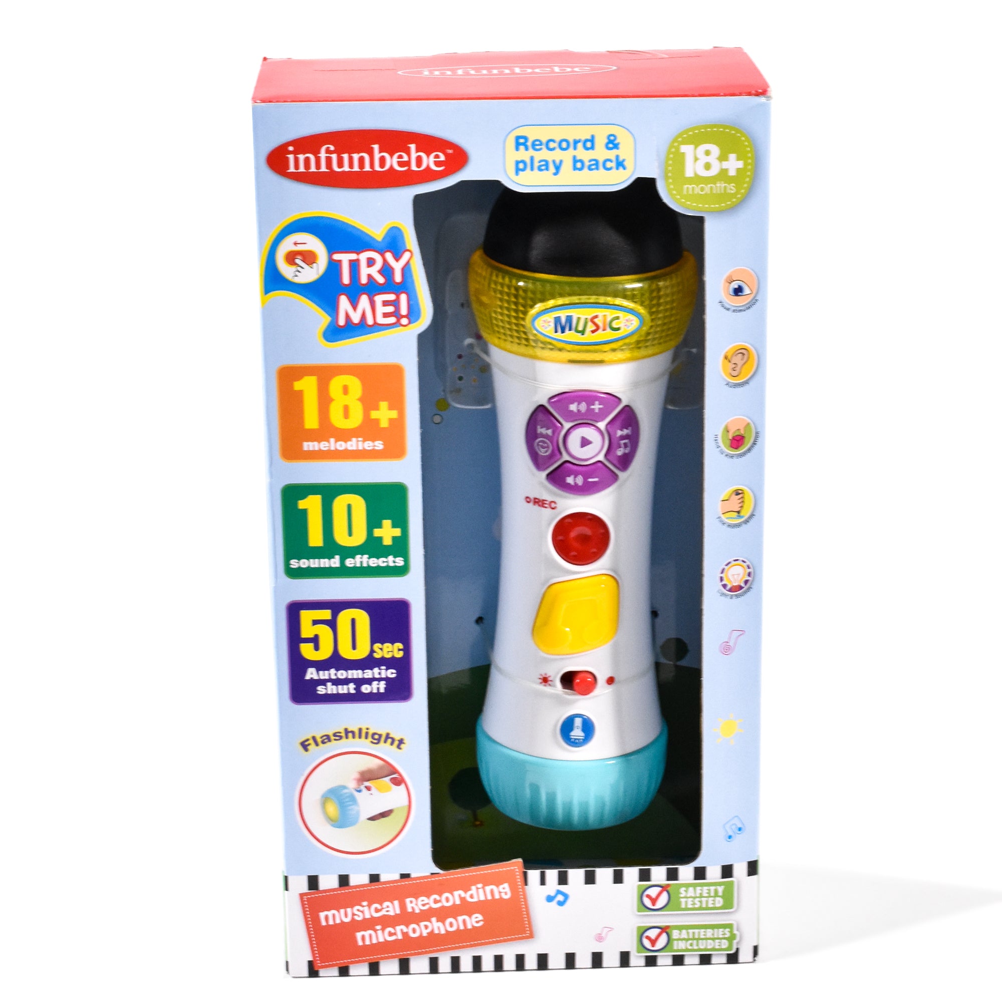 Infunbebe Kids Musical Microphone with Recording Playback and Sound Effects | Toddler Toys