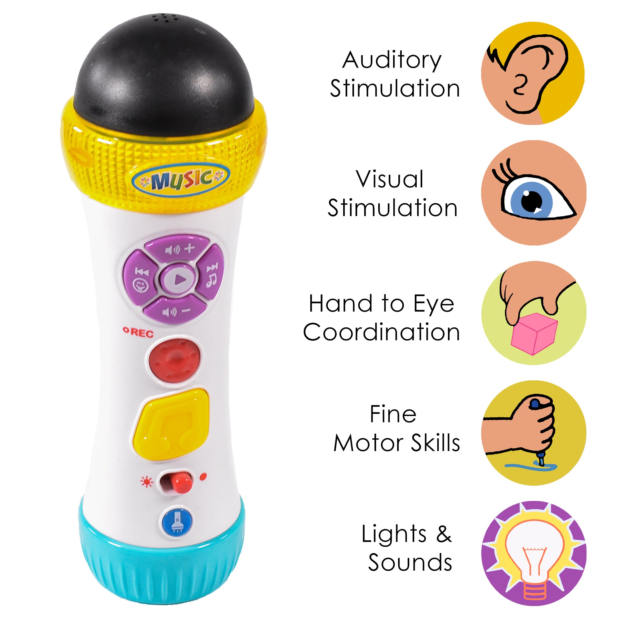 Infunbebe Kids Musical Microphone with Recording Playback and Sound Effects | Toddler Toys