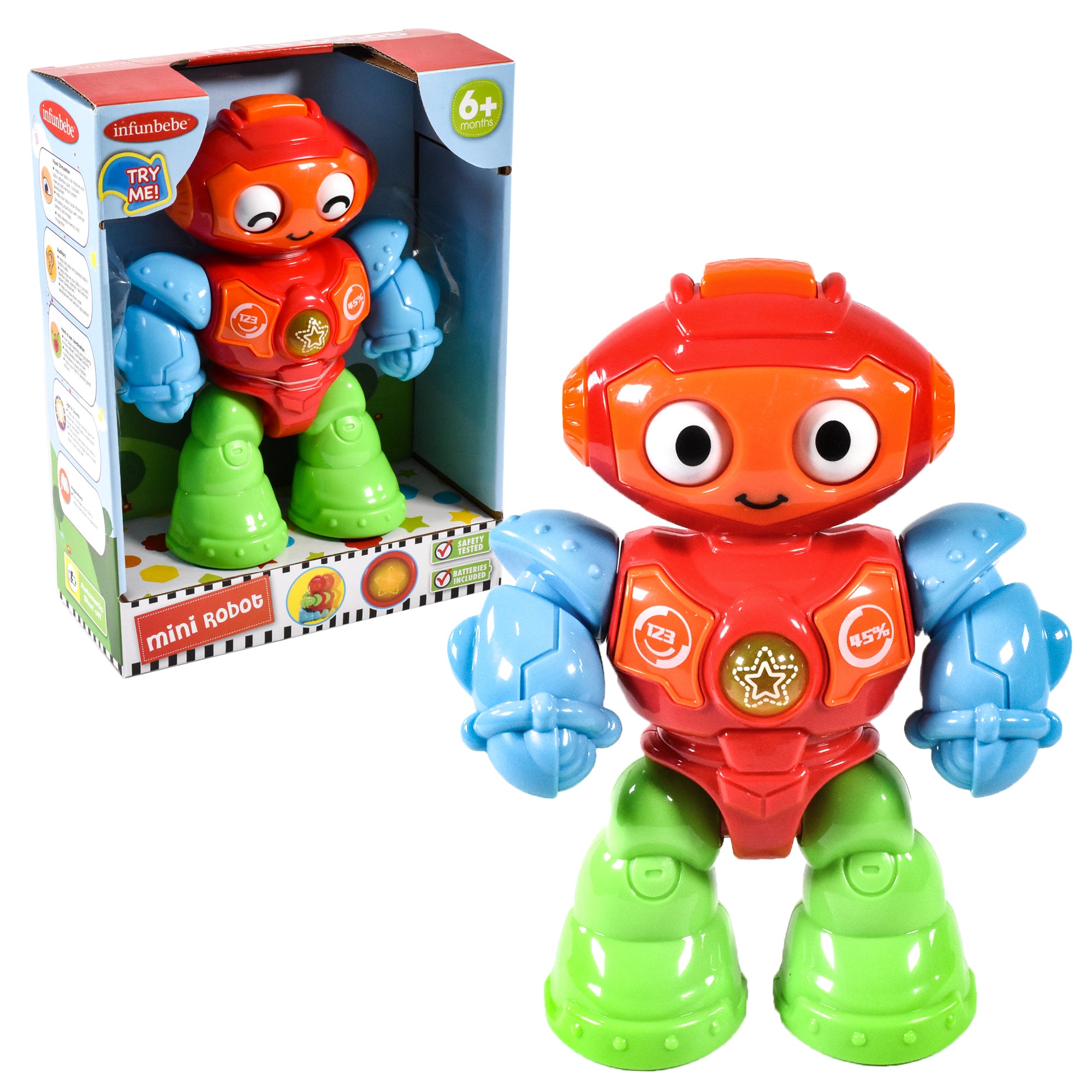 KandyToys Interactive Mini Robot Toy with Sound, Lights and Moving Joints | Baby Toys | Toddler Toys | 6 Months +