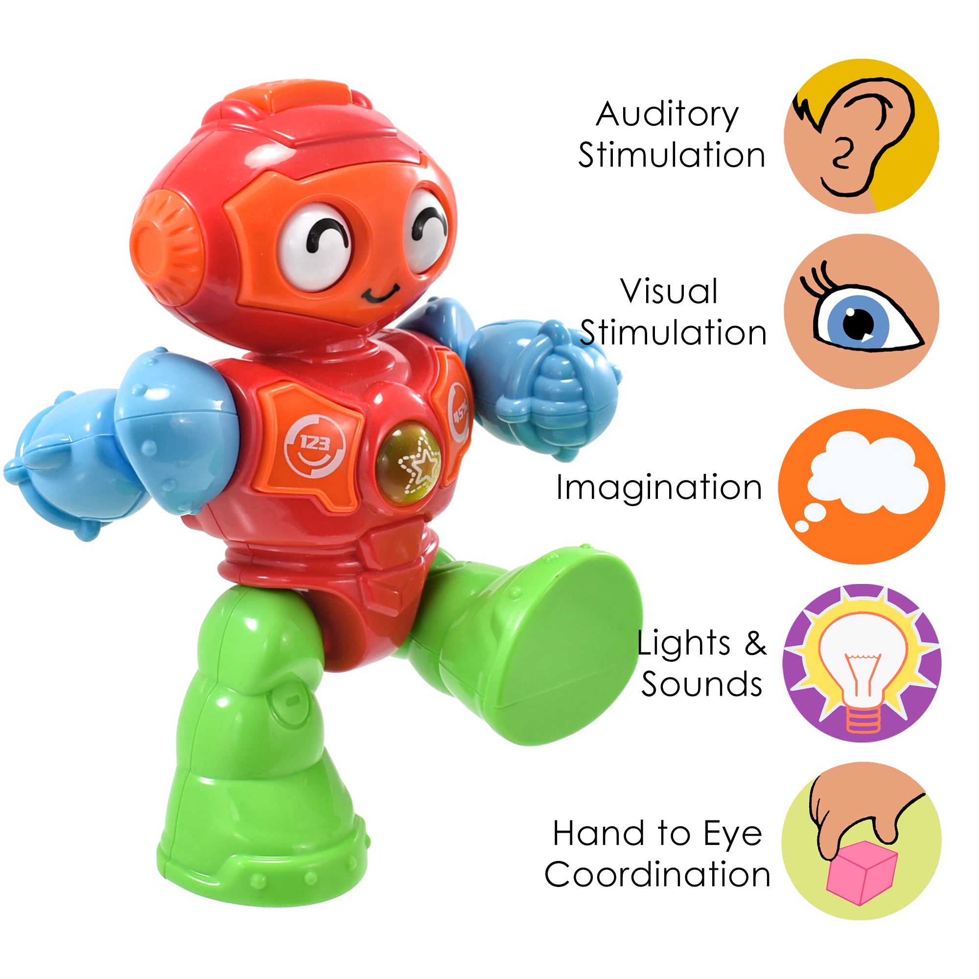 KandyToys Interactive Mini Robot Toy with Sound, Lights and Moving Joints | Baby Toys | Toddler Toys | 6 Months +