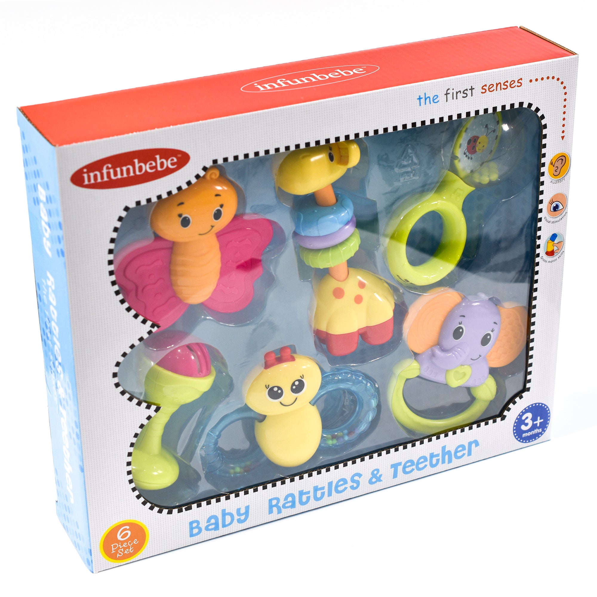KandyToys 6 Pack Teething Toys and Rattles | Baby Toys |  Suitable for Ages 3 Months +