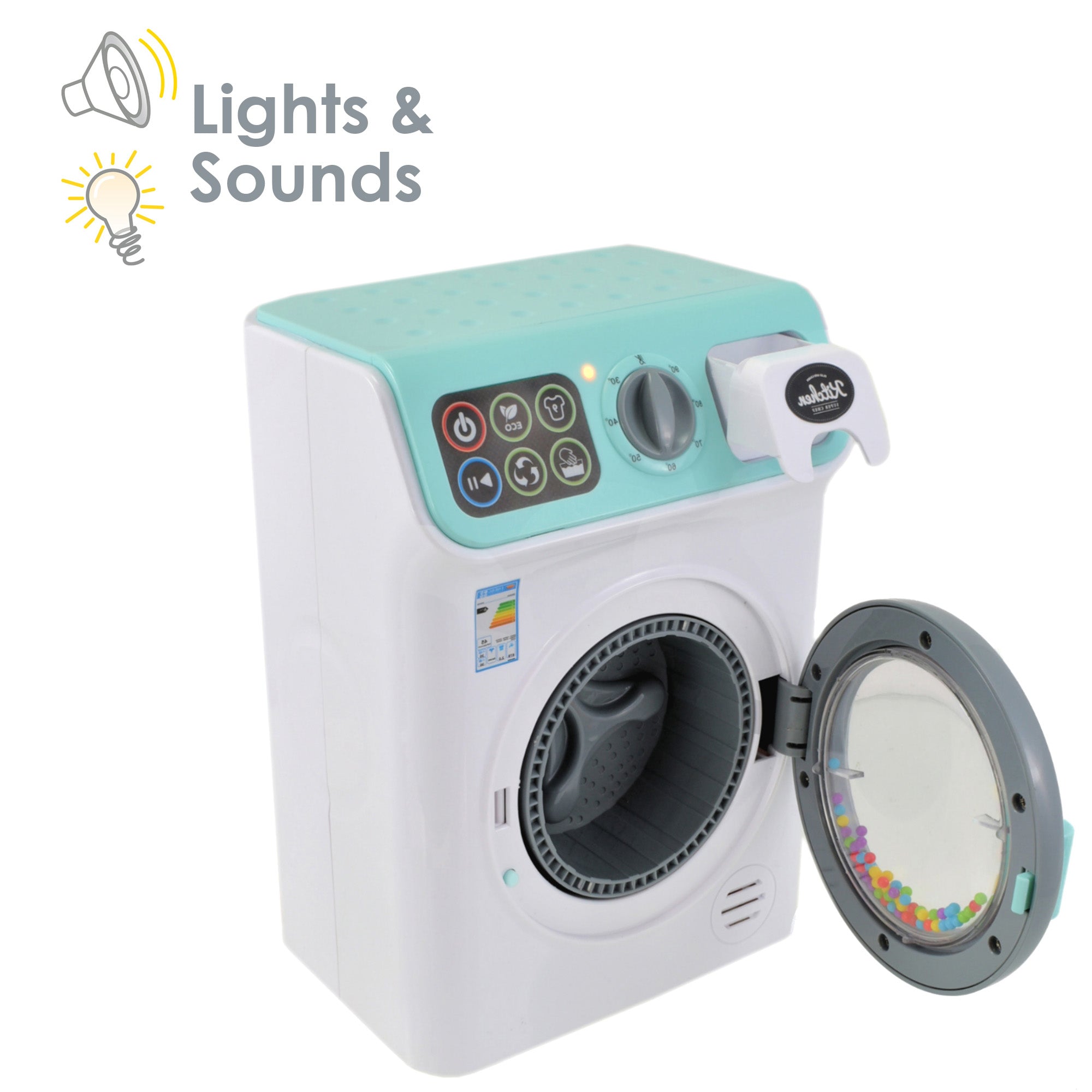 KandyToys My First Washing Machine Kids Kitchen with Lights and Sounds | Kids Kitchen Accessories | Kids Toys | Kitchen & Food Toys