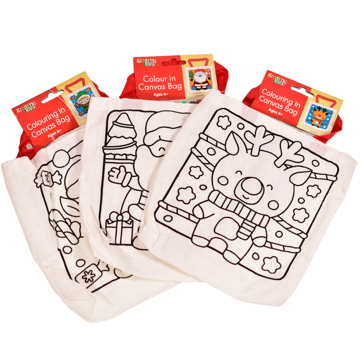 Kreative Kids Christmas Craft Kit - Create Your Own Colour In Festive Canvas Bag - 4 Assorted Designs