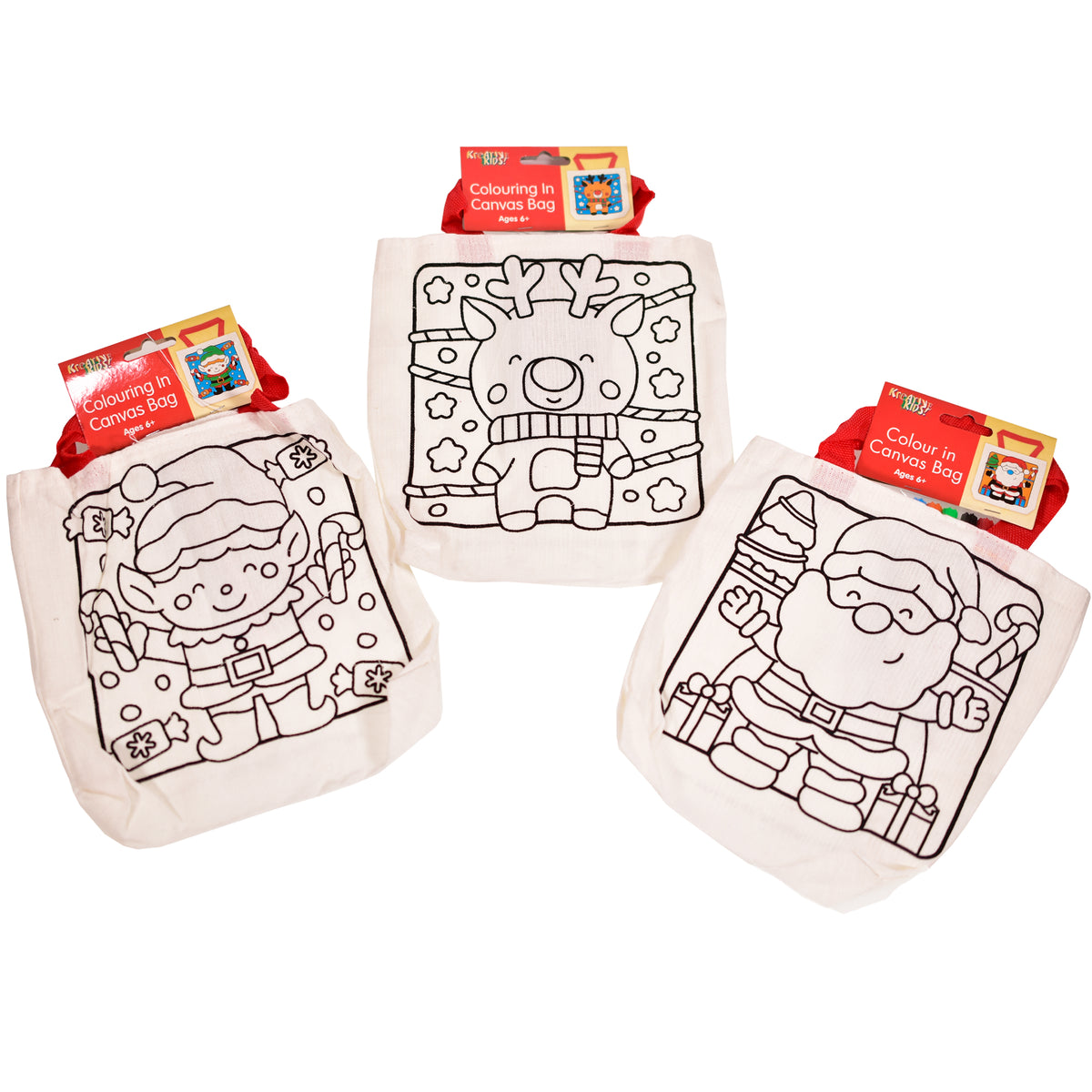 Kreative Kids Christmas Craft Kit - Create Your Own Colour In Festive Canvas Bag - 4 Assorted Designs