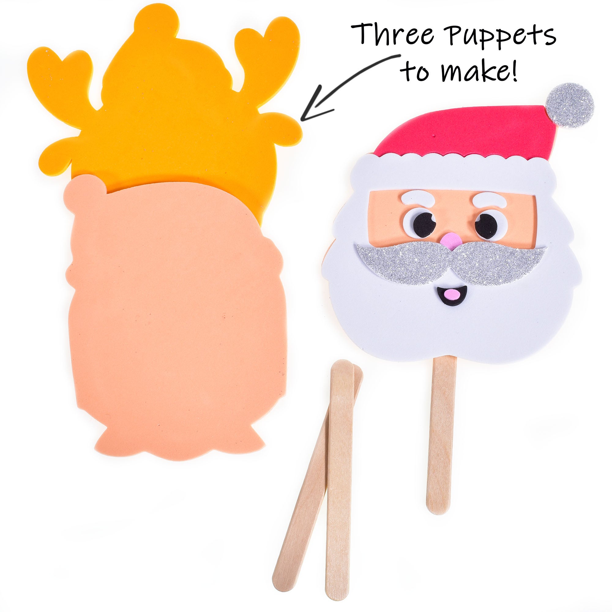 Kreative Kids Christmas Craft Kit - Create Your Own Popstick Puppets - 2 Assorted Designs