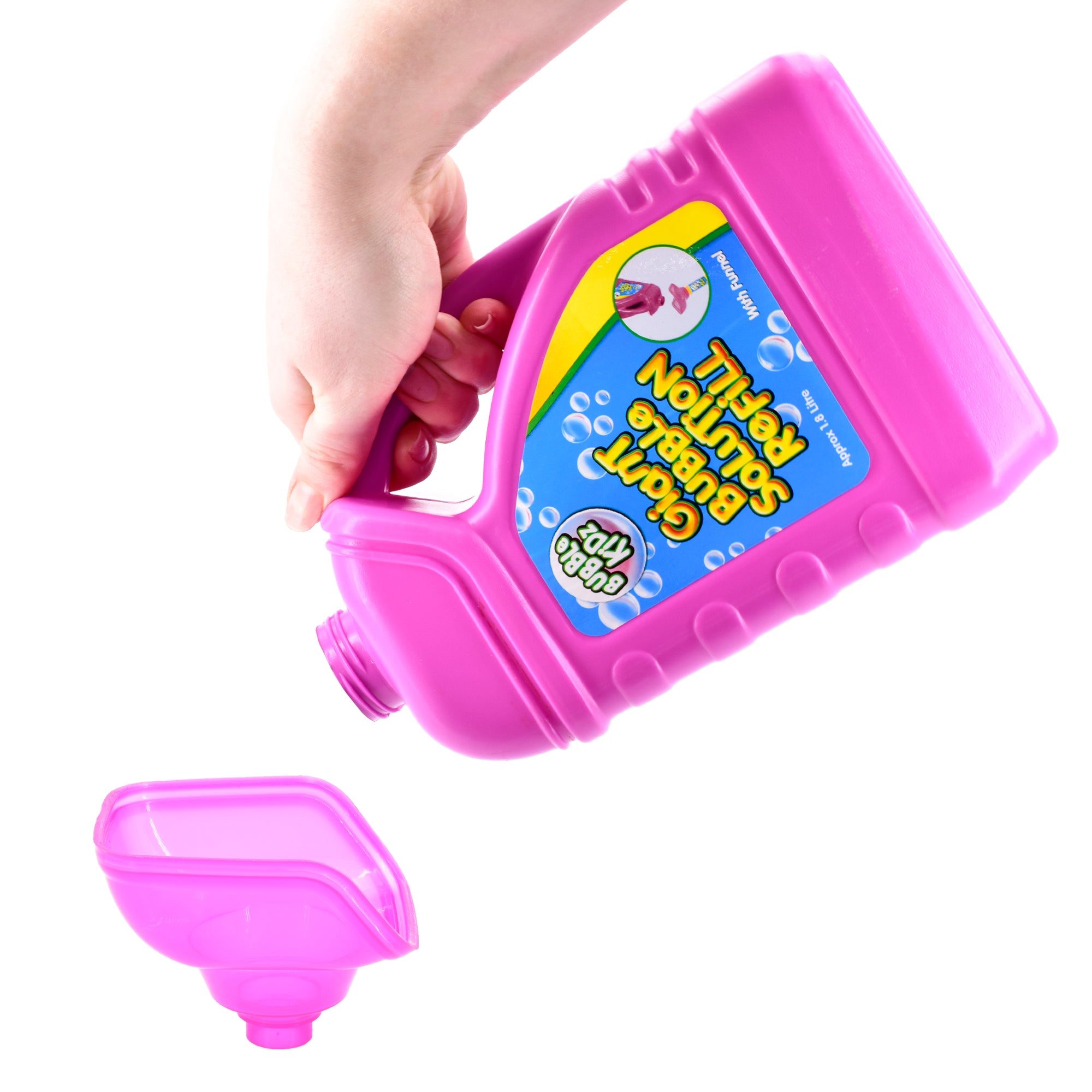 Bubble Kidz 1.8 Litre Bubble Mixture Liquid Solution Refill Bottle with Pouring Funnel