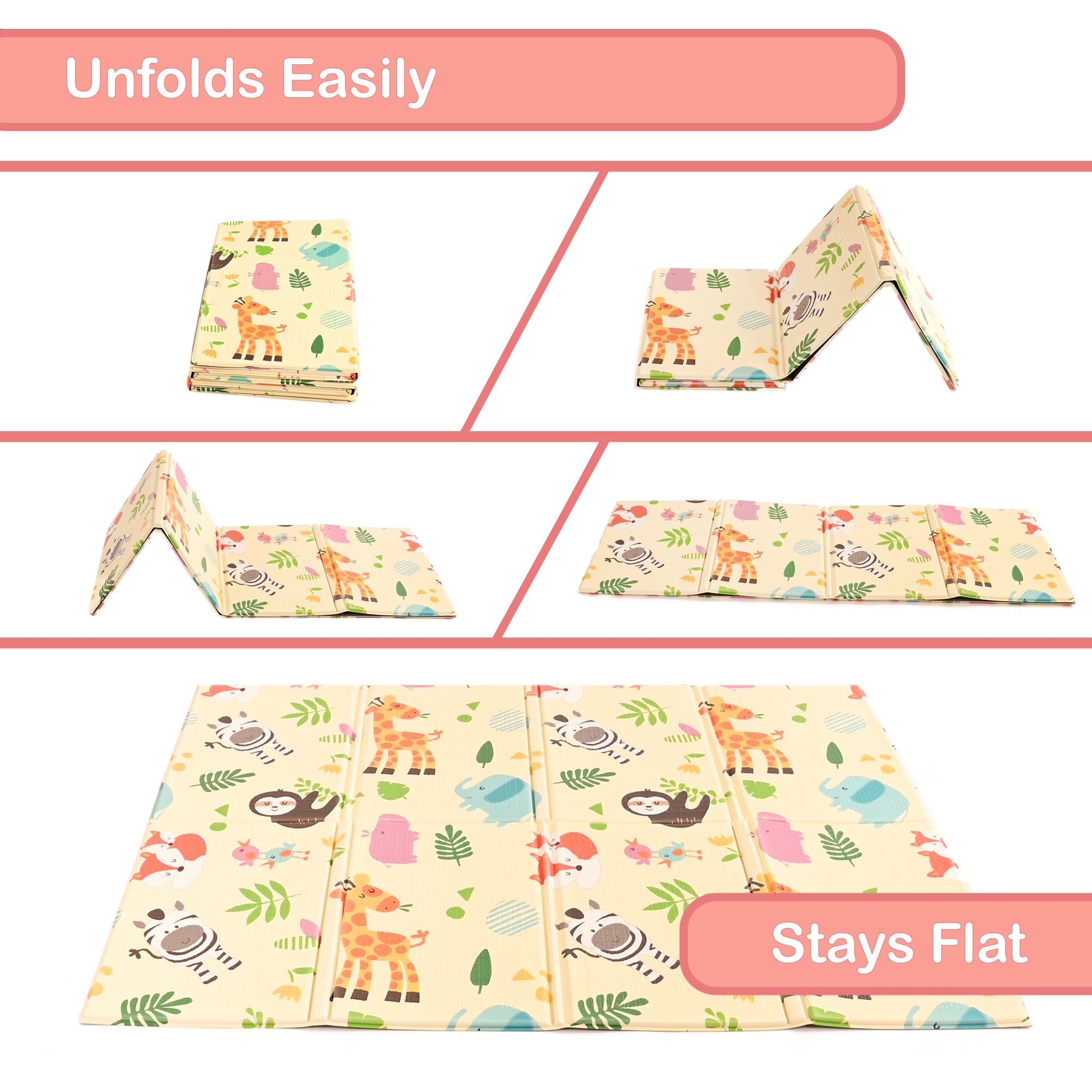 KandyToys Wild Life Foldable Baby Play Mat | Thick Padded XPE Baby Crawl Mat | Waterproof | Safe