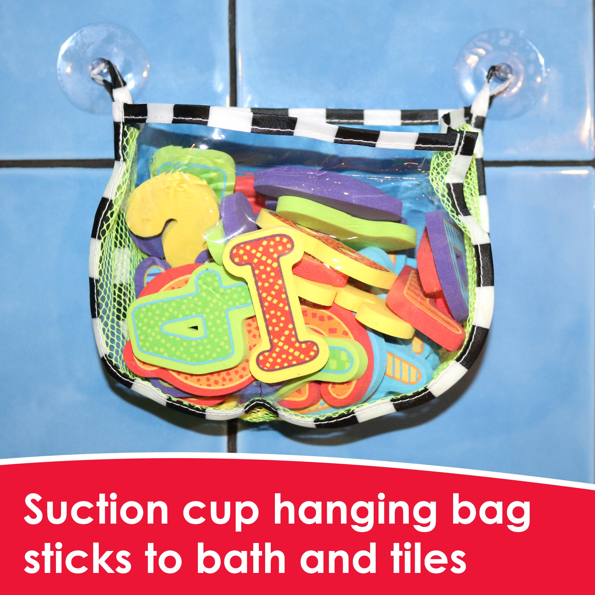 KandyToys 36 Piece Number & Letter Bath Toys in Hanging Bag | Baby Bath Toys