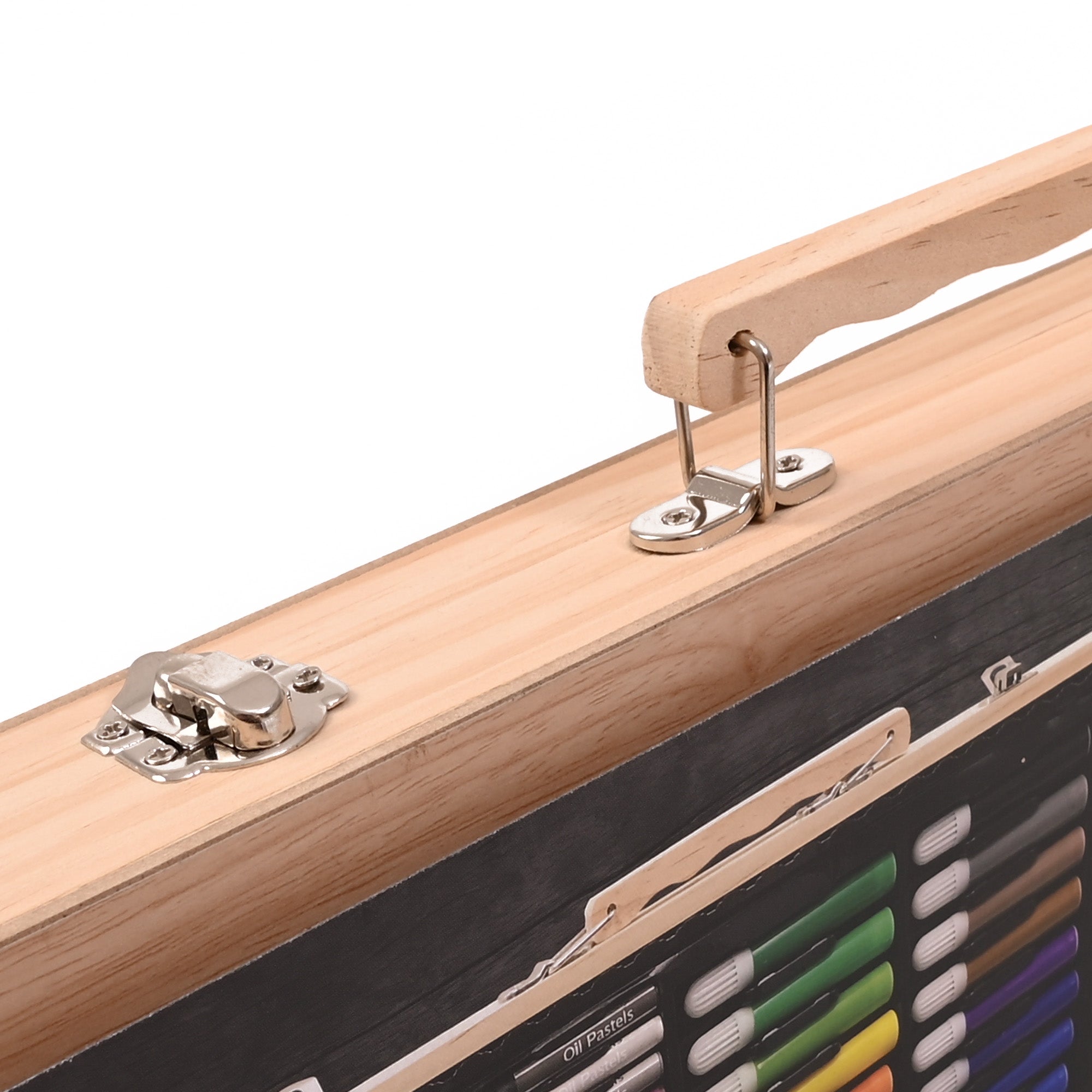 Kreative Kids 168 Piece Traditional Wooden Kids Art Set - Fold Out Art Box with Pens; Pencils; Crayons