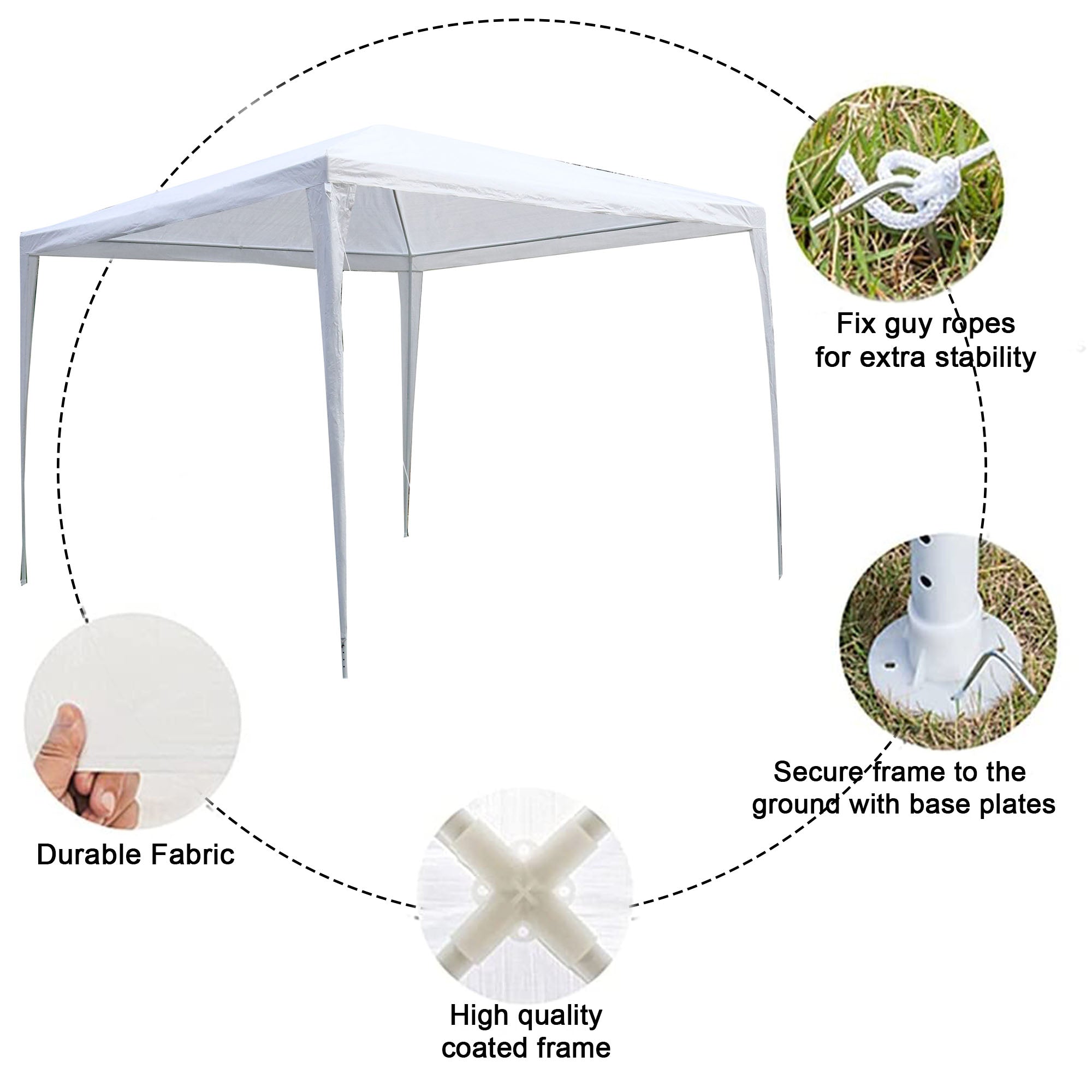 Out There! White Gazebo 3m x 3m Outdoor Marquee Waterproof Garden Shelter Party Tent