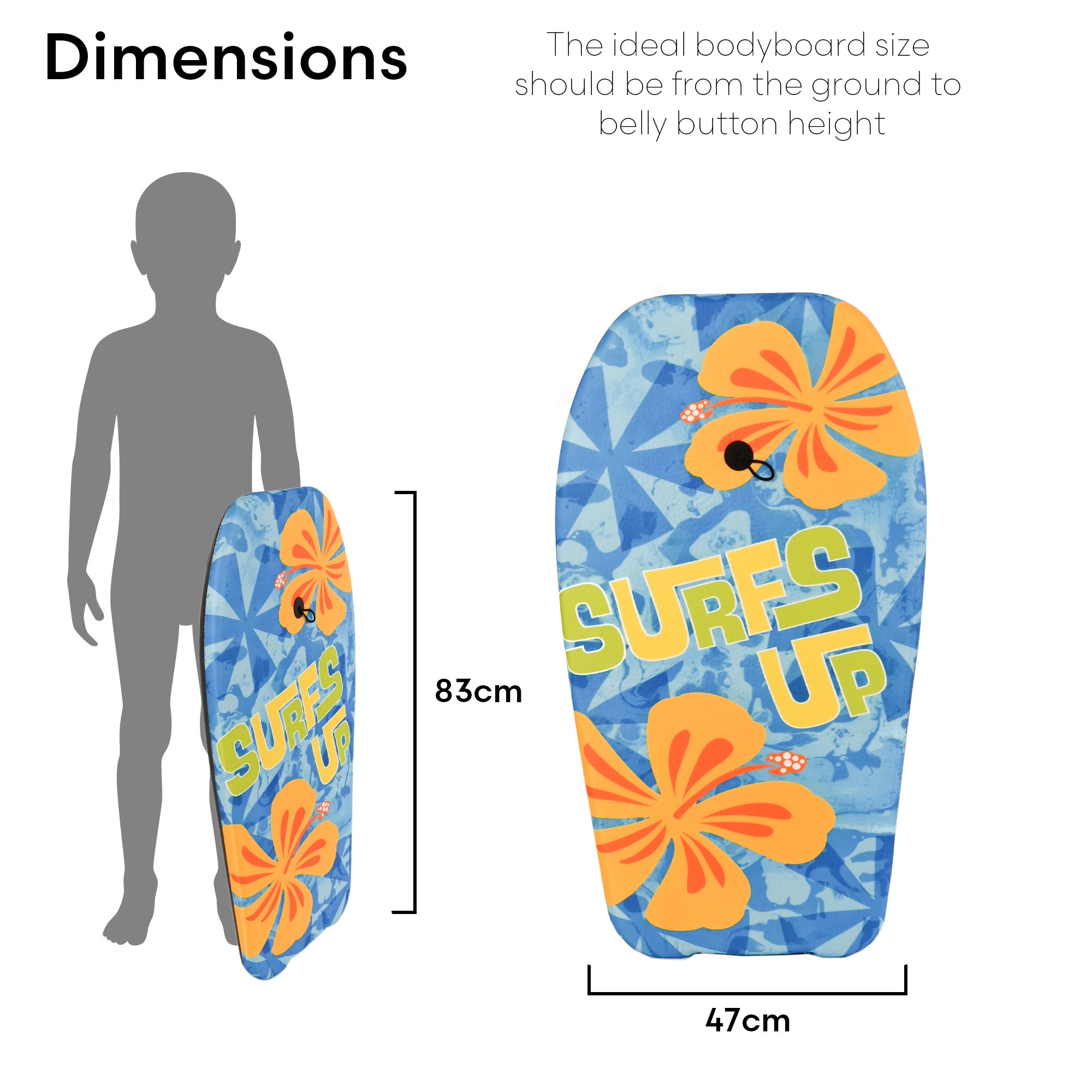 KandyToys 33" EPS Kids Bodyboard Complete with Safety Leash