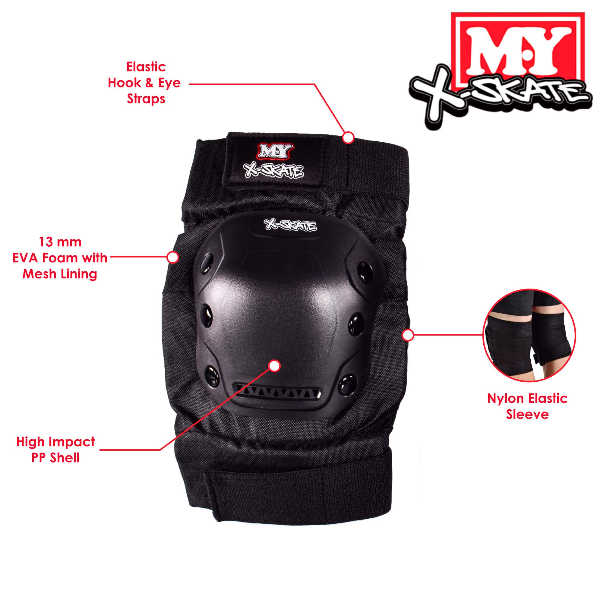 M.Y X-Skate Kids Protective Skate Pads for Knees Elbows and Wrists