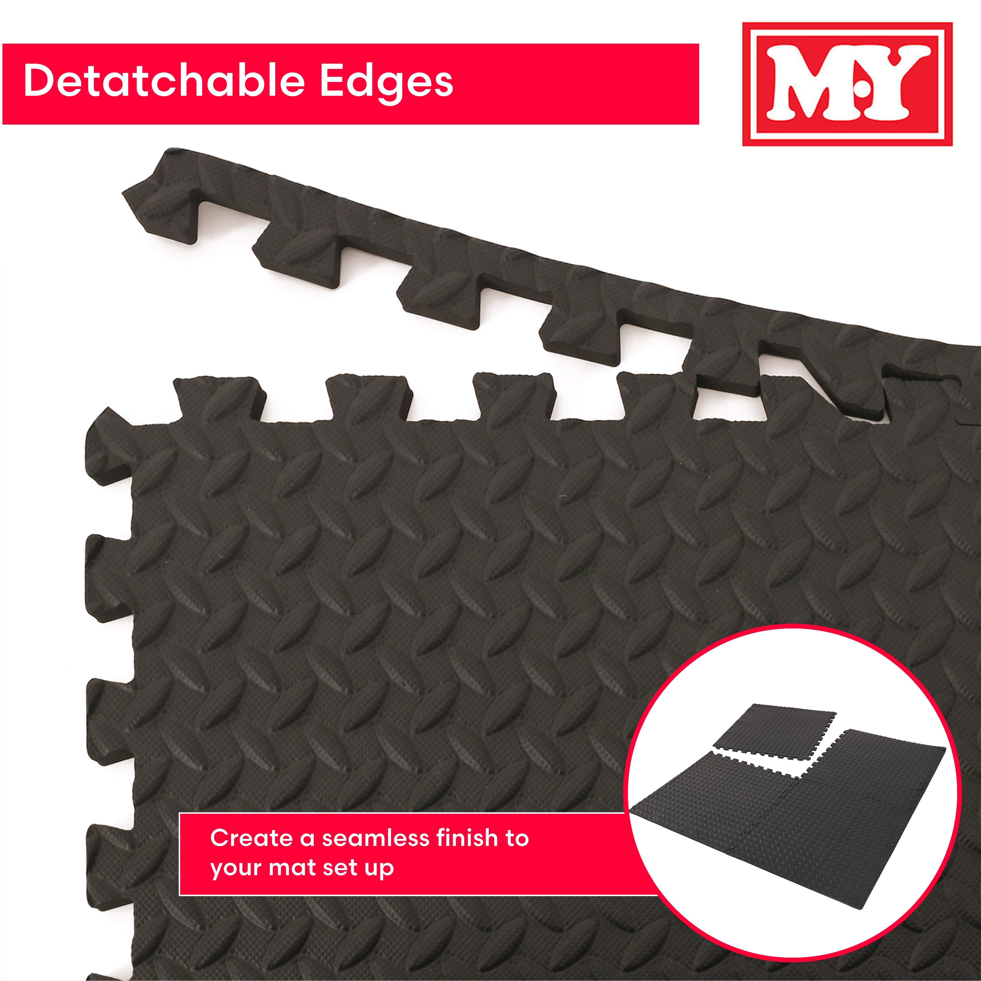 M.Y Extra Large Interlocking Foam Textured Mat - 60x60cm Dark Grey Soft EVA Floor Mats – Exercise Mats – Play Mats