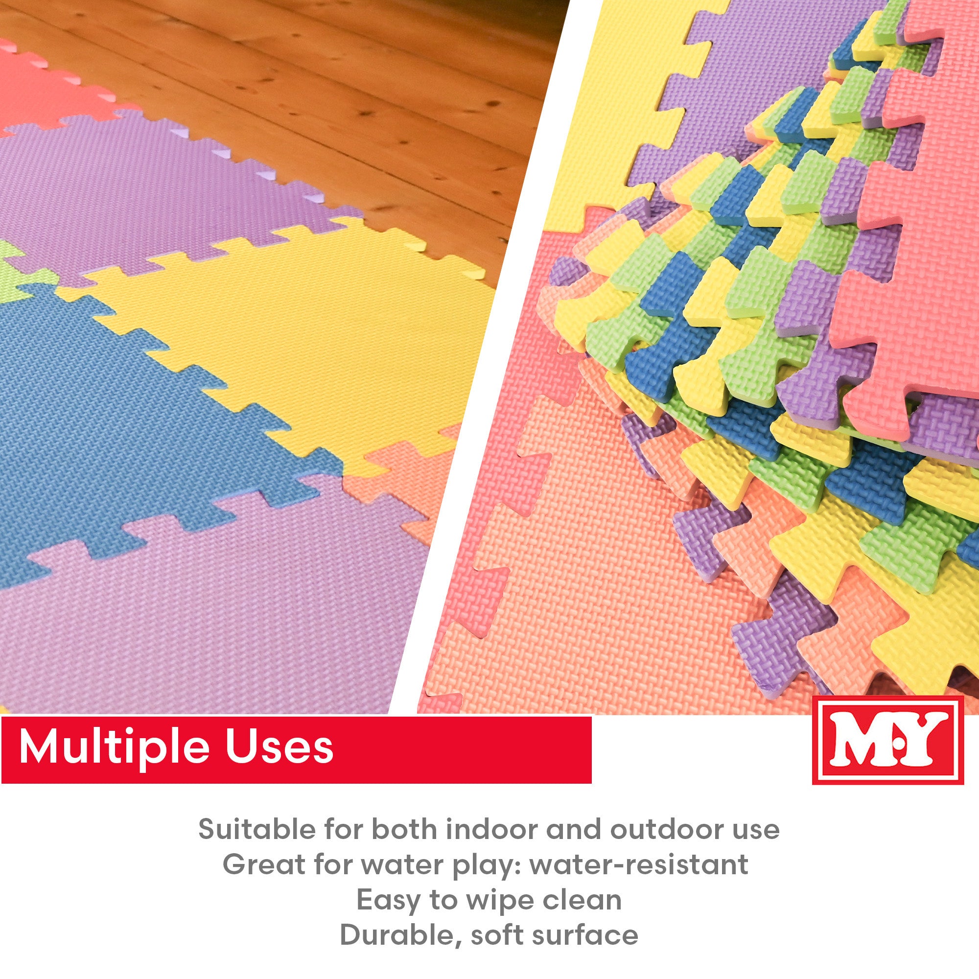 M.Y Interlocking Foam Play Mat - 29x29cm Thick, Multi Colour Soft EVA Infant Floor Tiles
