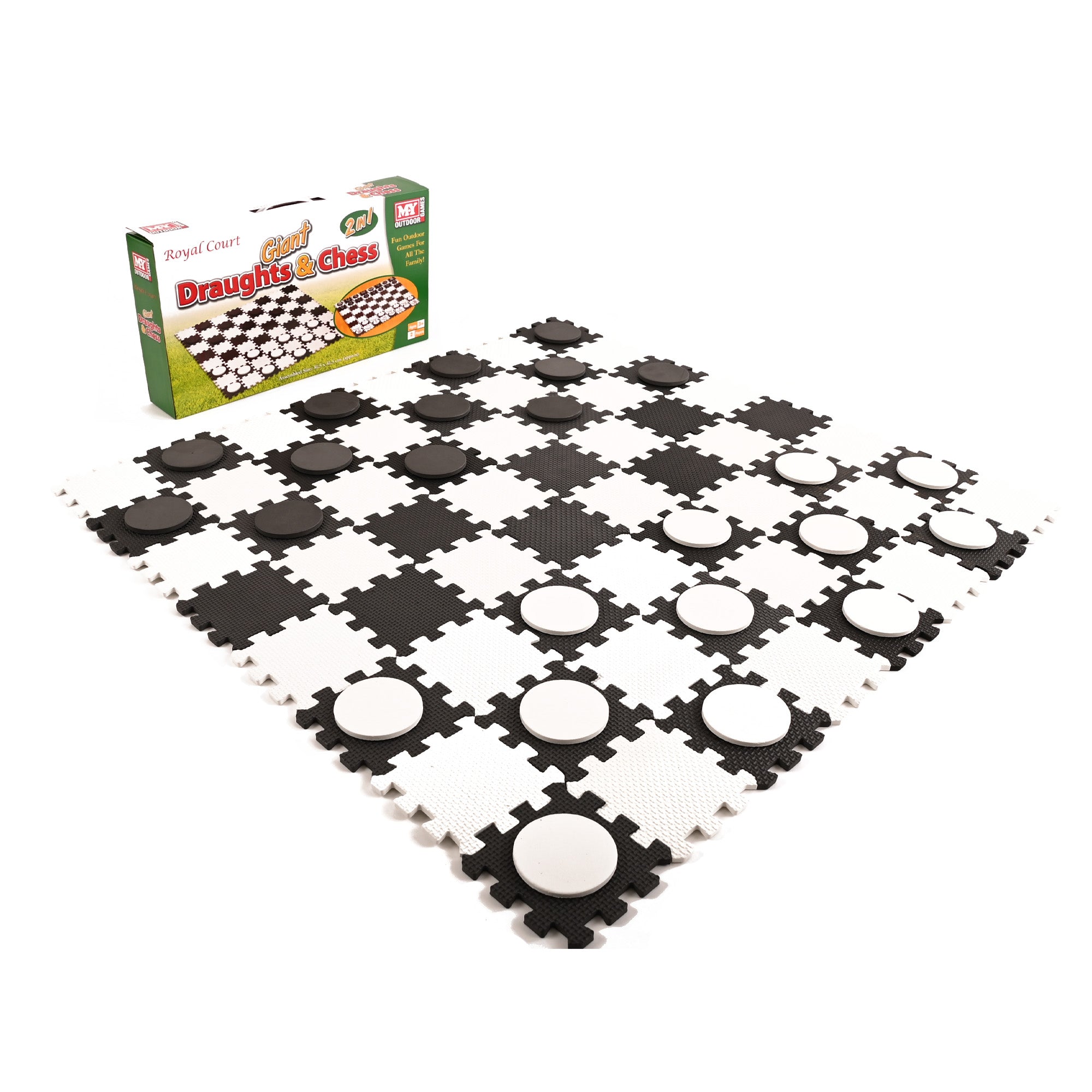 M.Y Giant Draughts and Chess | 2-in-1 Garden Games | Giant Foam Boardgames