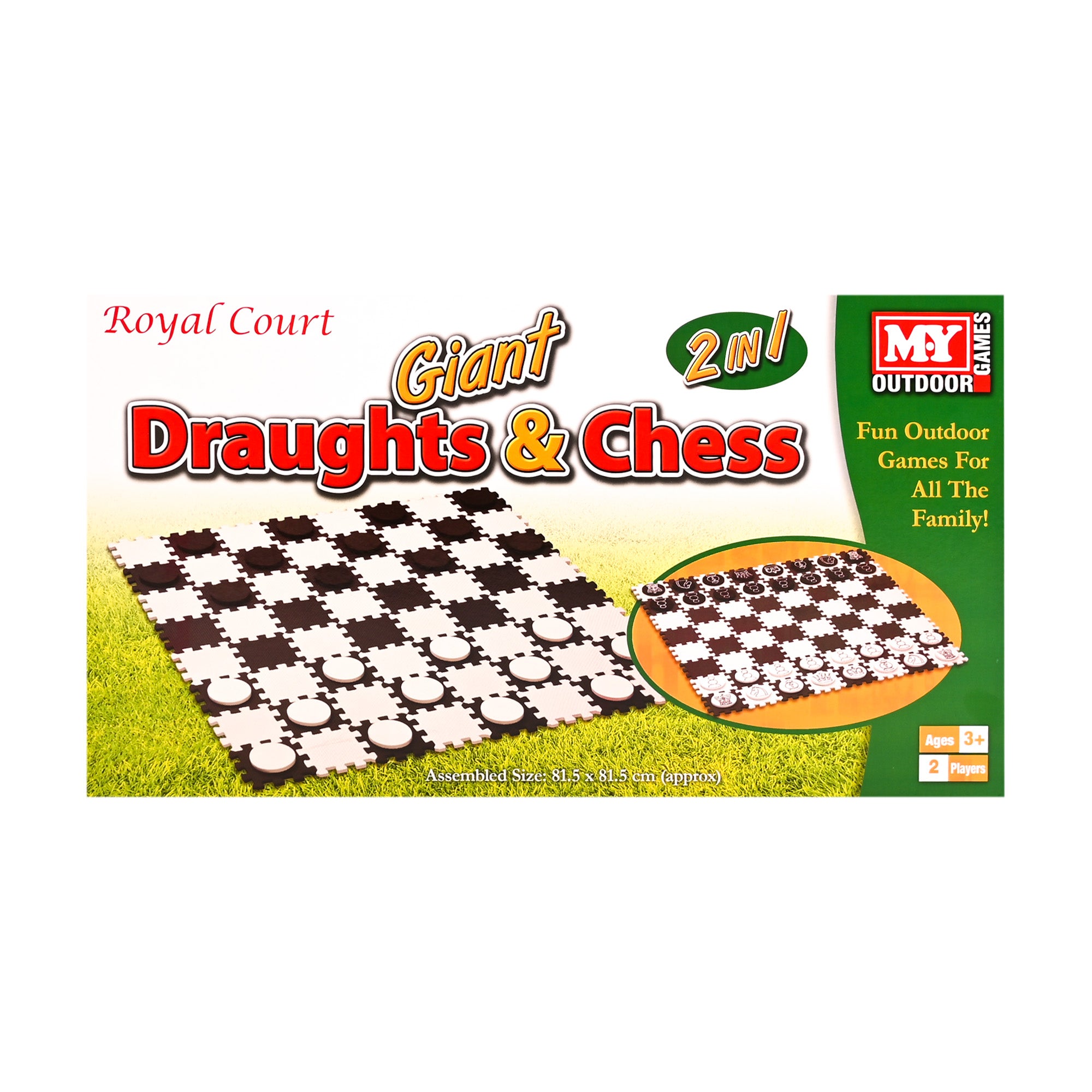 M.Y Giant Draughts and Chess | 2-in-1 Garden Games | Giant Foam Boardgames