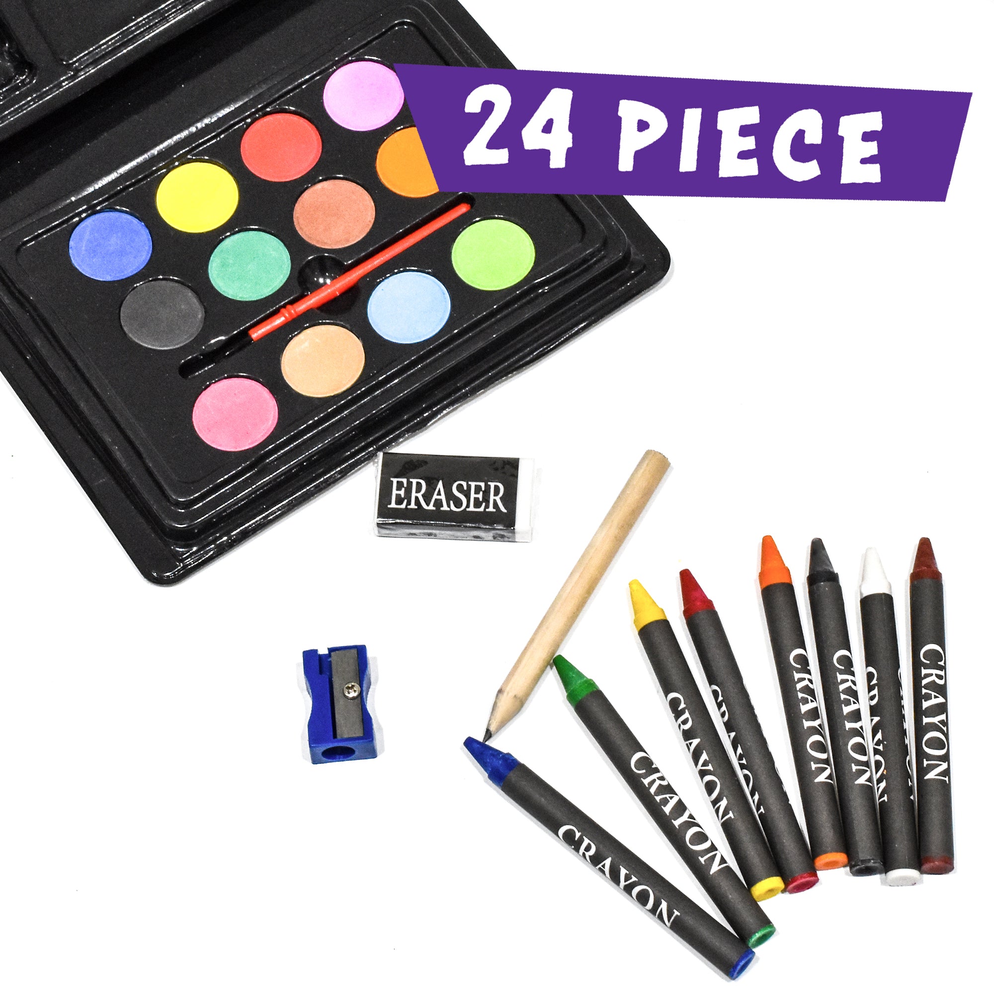 Kreative Kids Craft and Art Set - Kids Colouring Kit with Crayons and Watercolour Paint