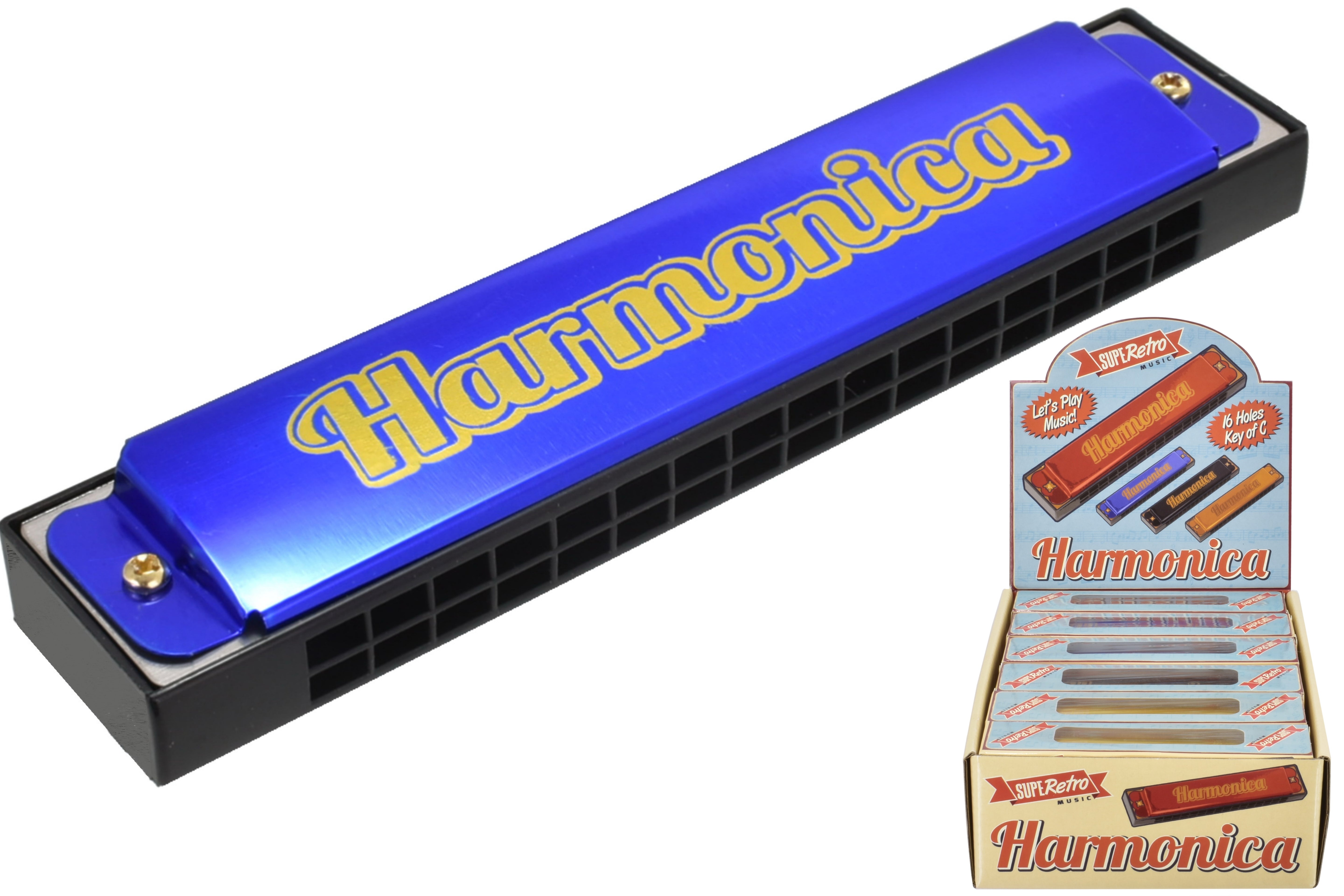 KandyToys SupeRetro Harmonica | 16 Holes - Key C | 4 Colours - 1 Sent at Random