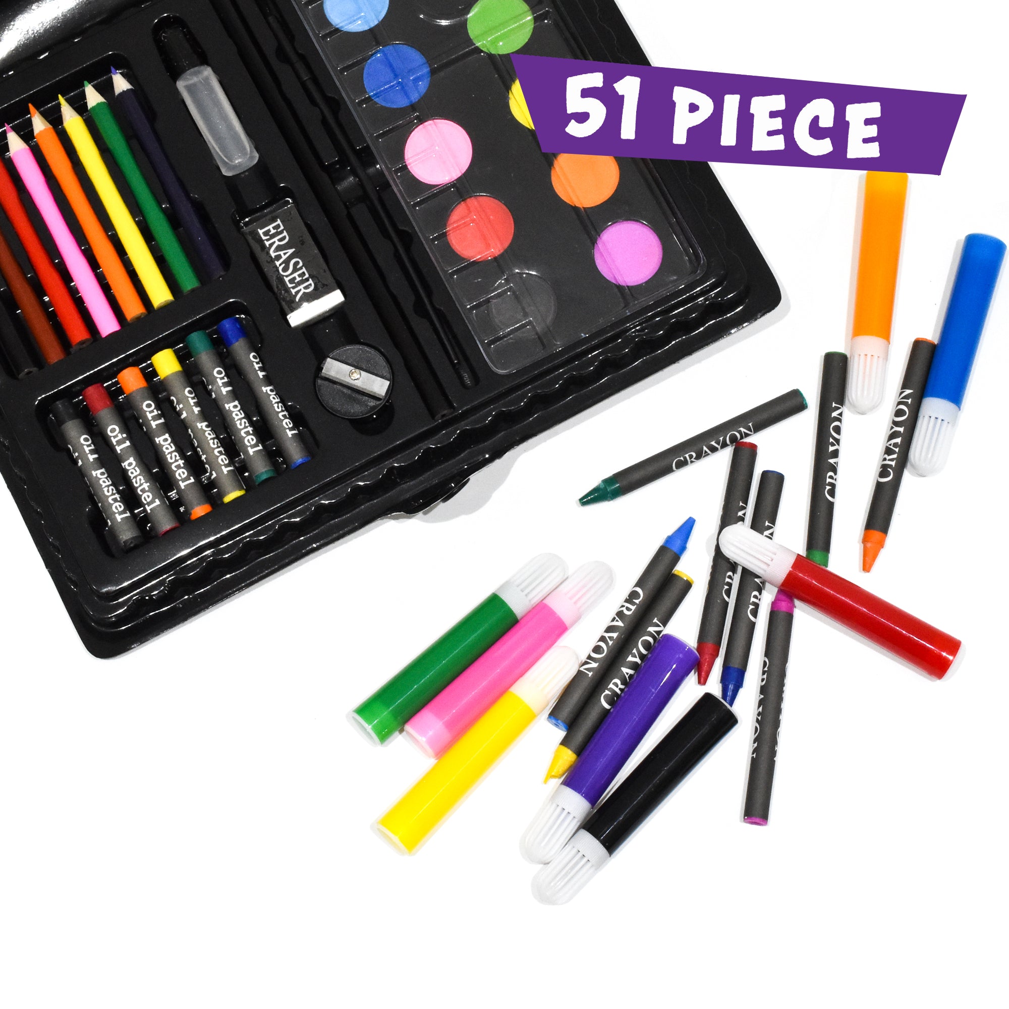 Kreative Kids Craft and Art Set - Kids Colouring Kit with Crayons and Watercolour Paint