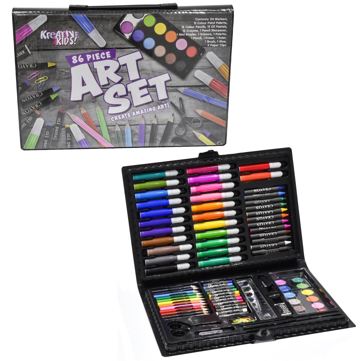 Kreative Kids Craft and Art Set - Kids Colouring Kit with Crayons and ...
